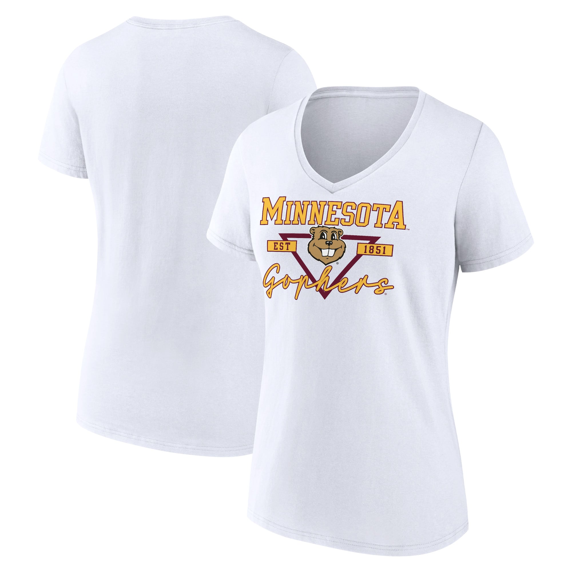 Women's White Minnesota Golden Gophers Triangle Origin V-Neck T-Shirt