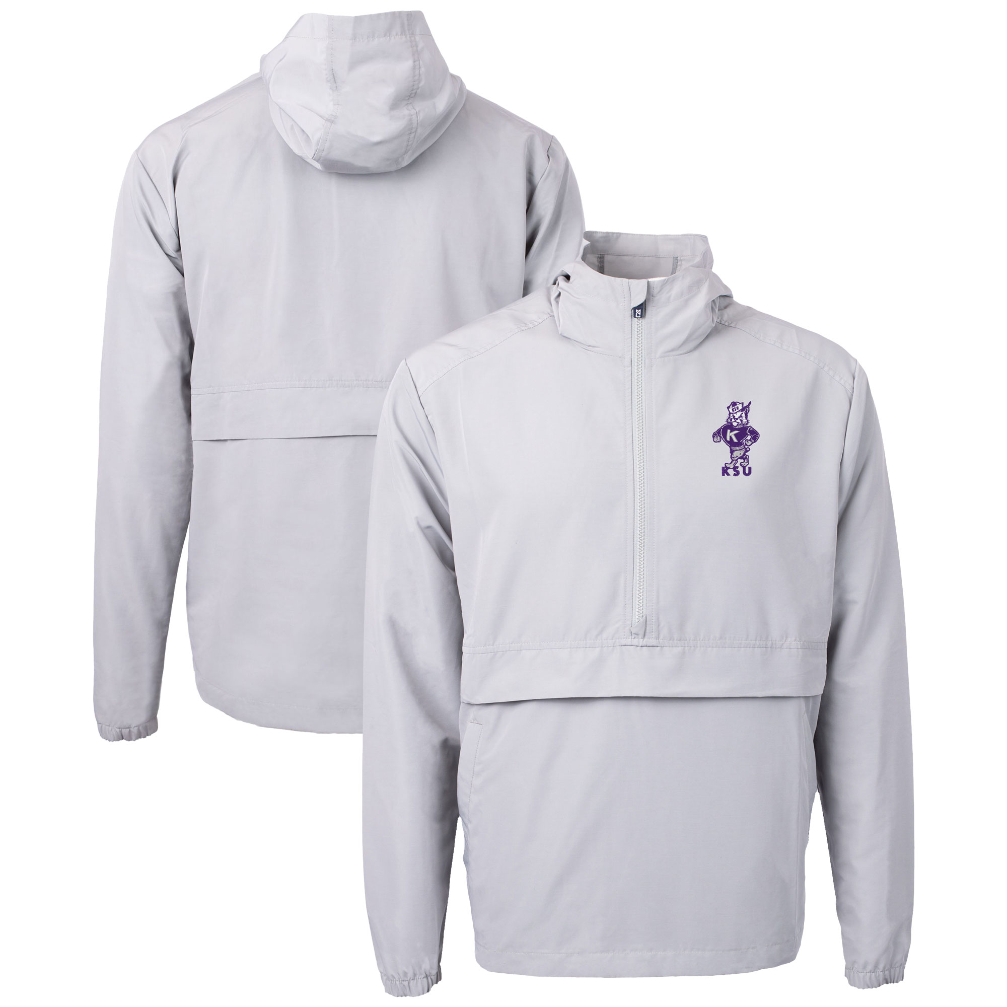 Men's Cutter & Buck  Gray Kansas State Wildcats Vault Charter Eco Recycled Half-Zip Anorak Jacket