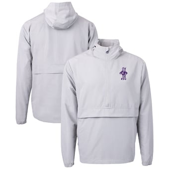 Men's Cutter & Buck  Gray Kansas State Wildcats Vault Charter Eco Recycled Half-Zip Anorak Jacket