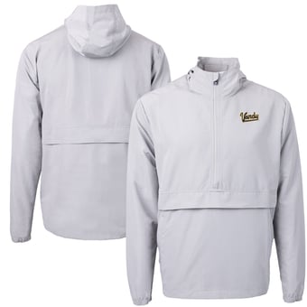 Men's Cutter & Buck  Gray Vanderbilt Commodores Vault Charter Eco Recycled Half-Zip Anorak Jacket