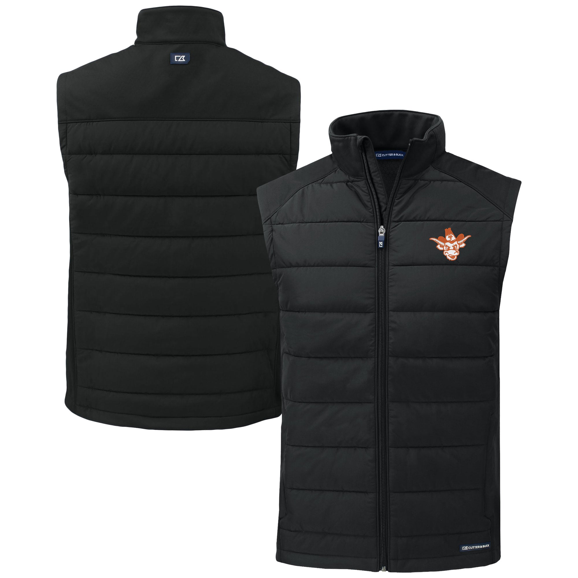 Men's Cutter & Buck  Black Texas Longhorns Vault Evoke Hybrid Eco Softshell Recycled Full-Zip Vest