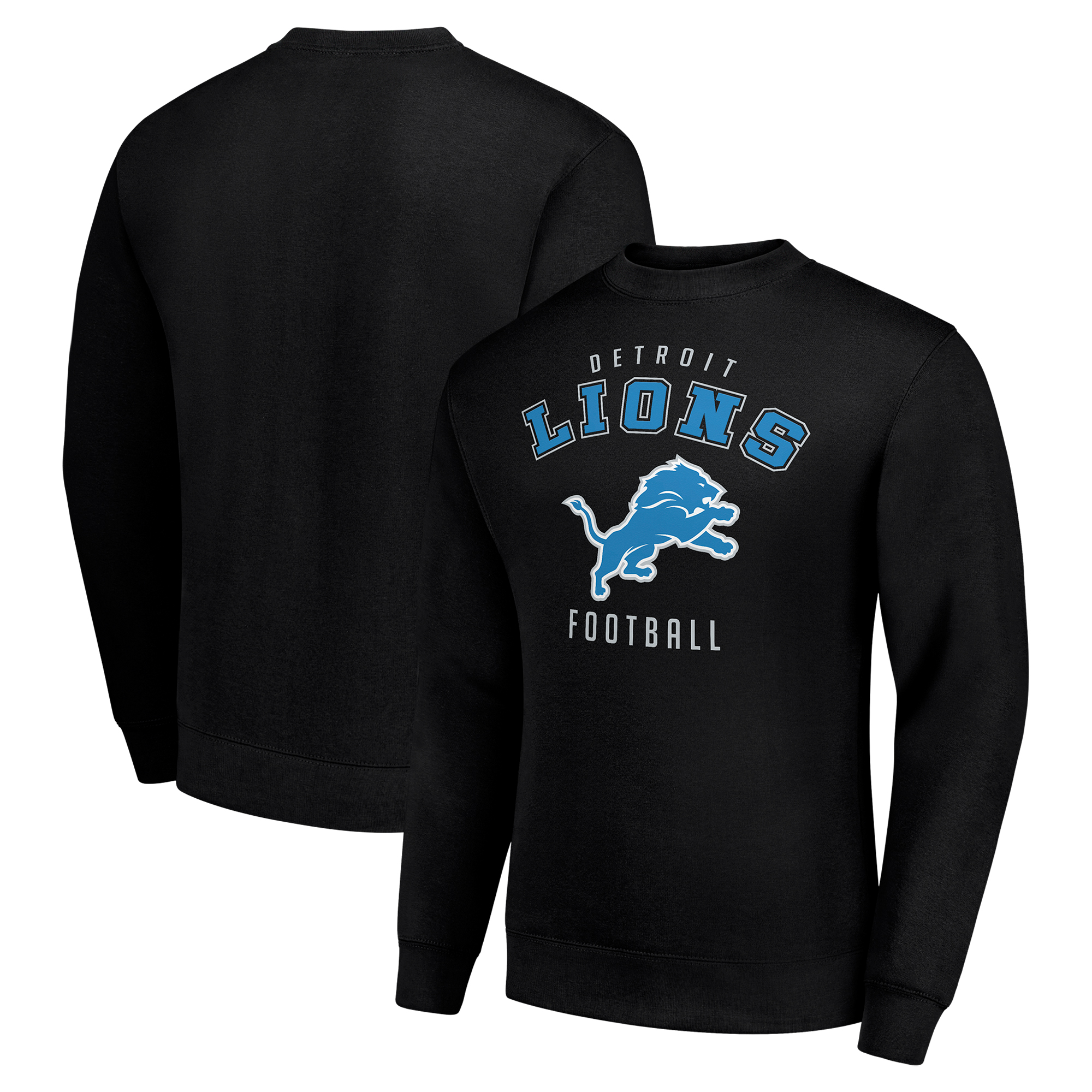 Men's Starter Black Detroit Lions Team Logo Pullover Sweatshirt