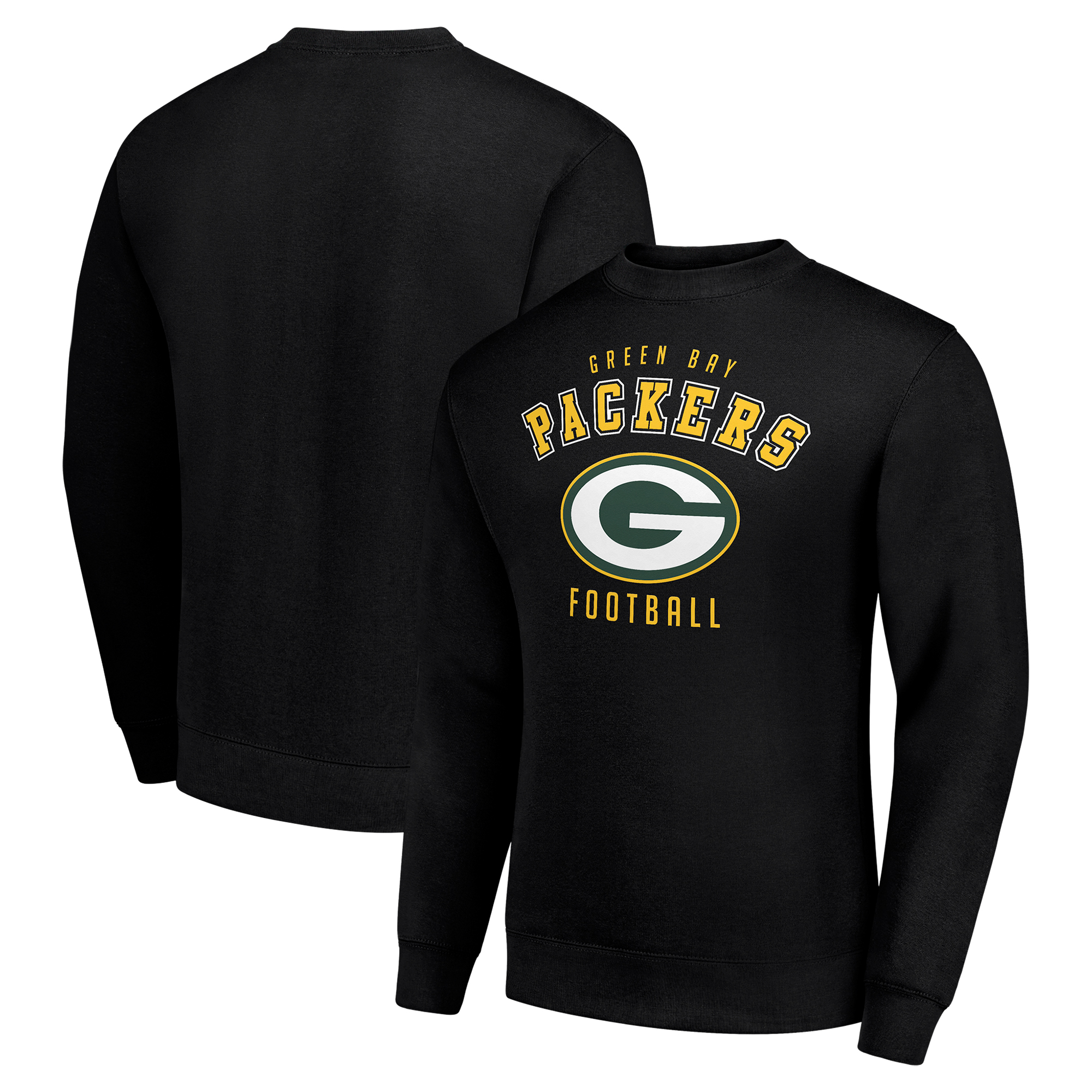 Men's Starter Black Green Bay Packers Team Logo Pullover Sweatshirt