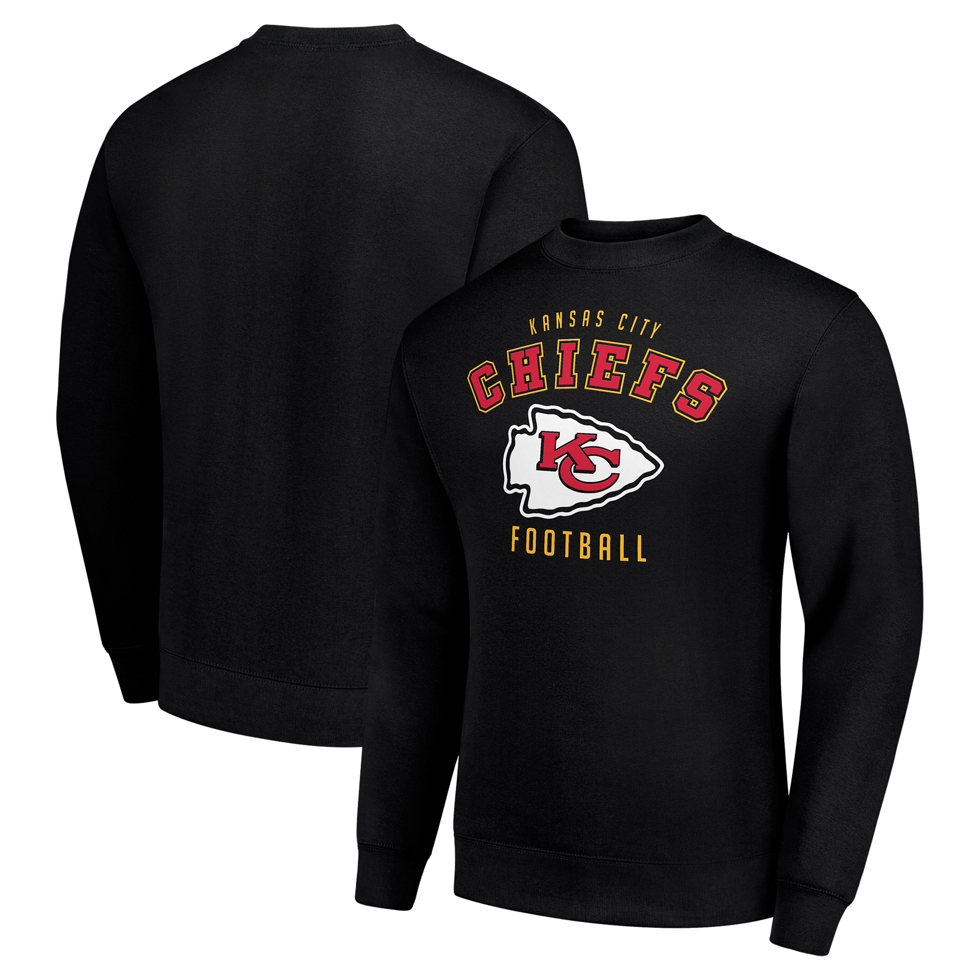 Men's Starter Black Kansas City Chiefs Team Logo Pullover Sweatshirt