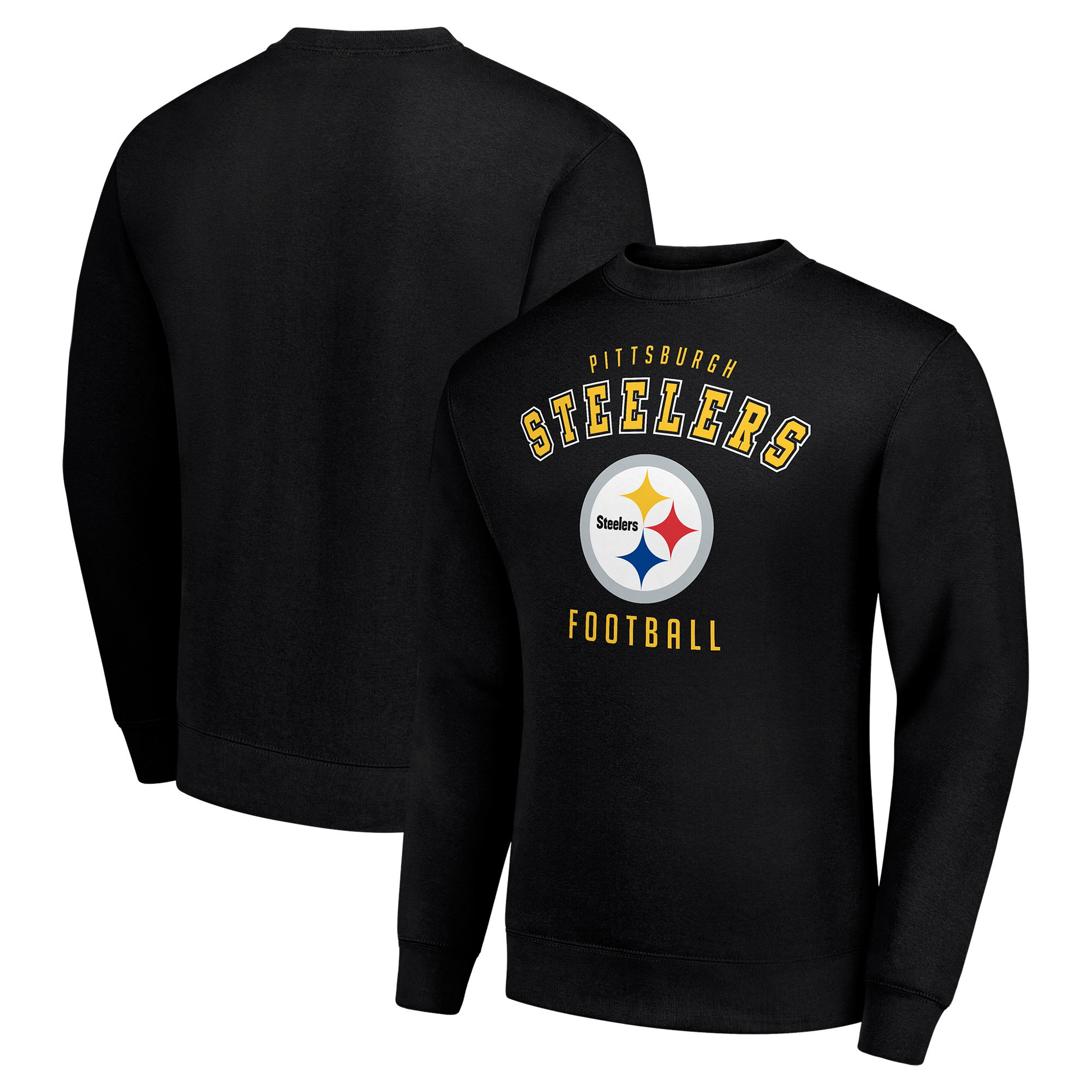 Men's Starter Black Pittsburgh Steelers Team Logo Pullover Sweatshirt