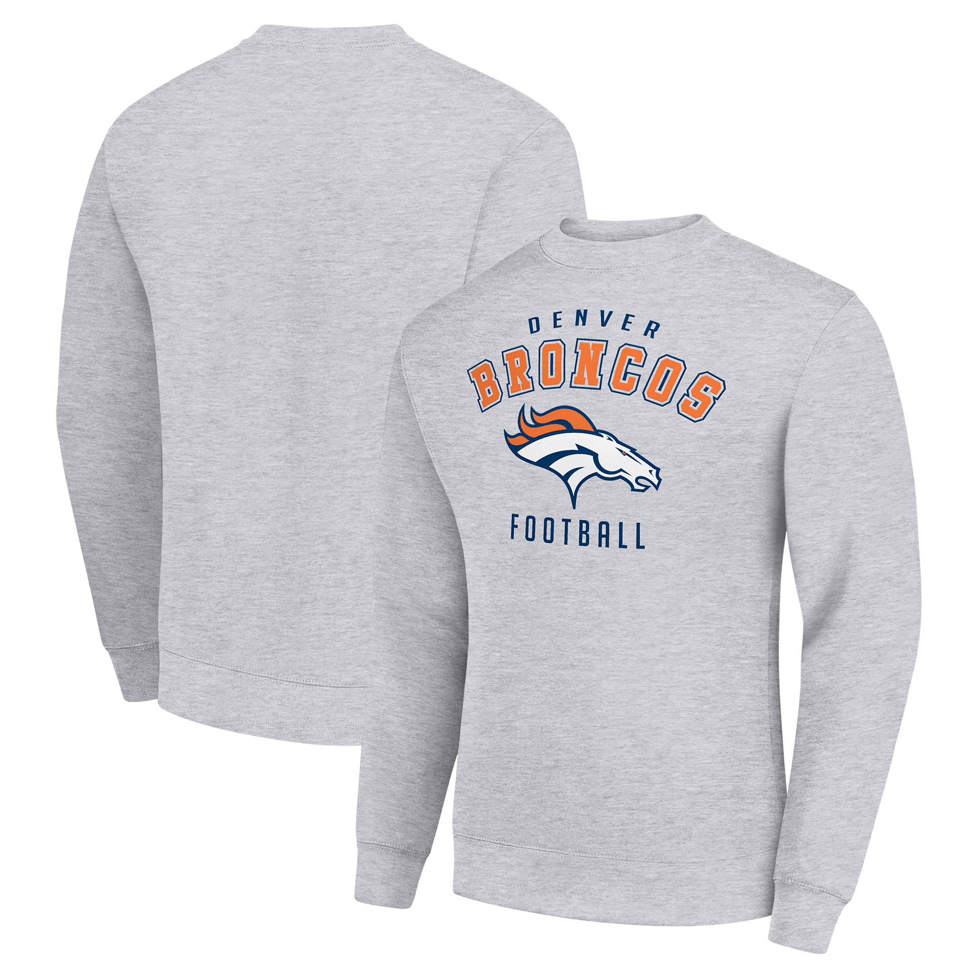 Men's Starter Heather Gray Denver Broncos Team Logo Pullover Sweatshirt