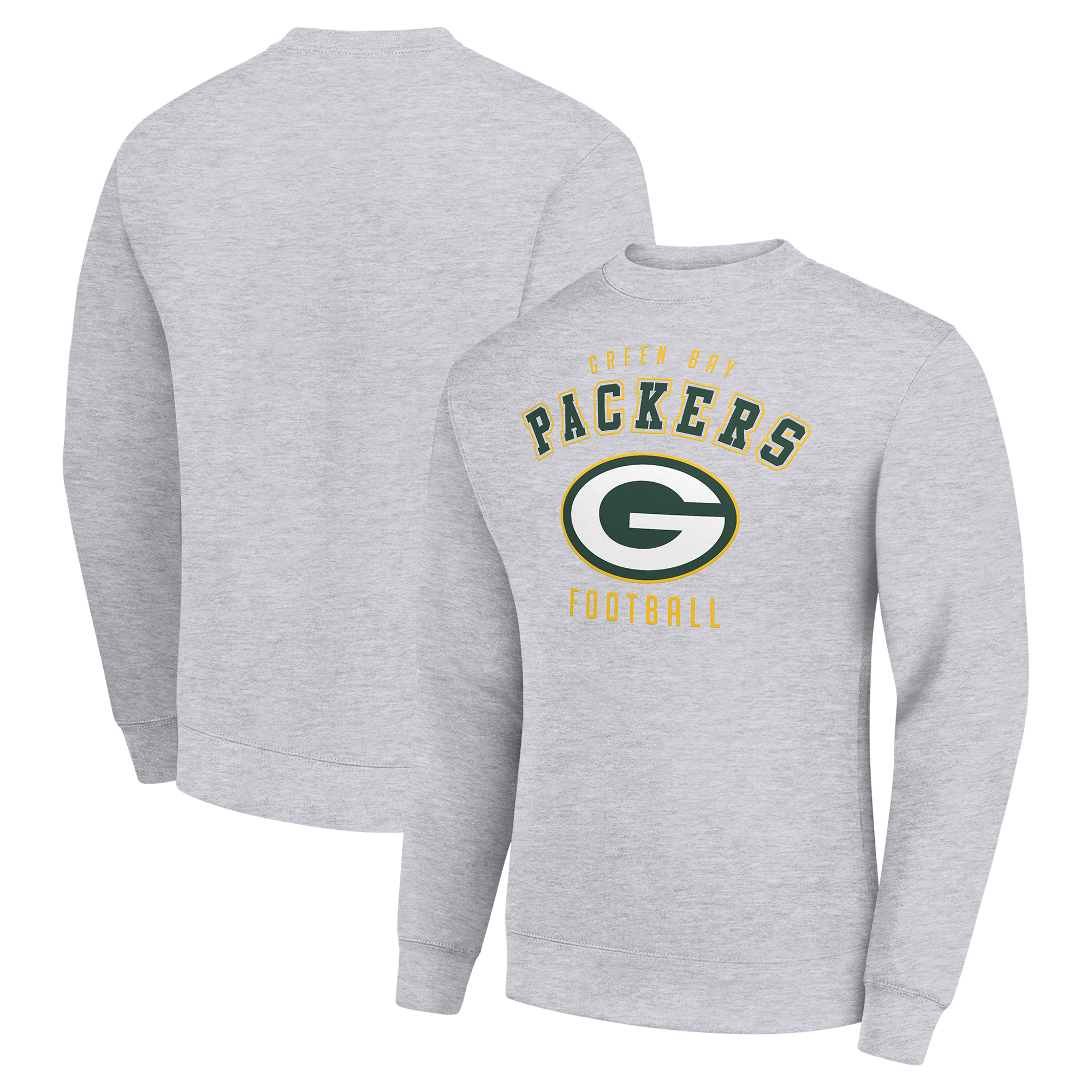 Men's Starter Heather Gray Green Bay Packers Team Logo Pullover Sweatshirt