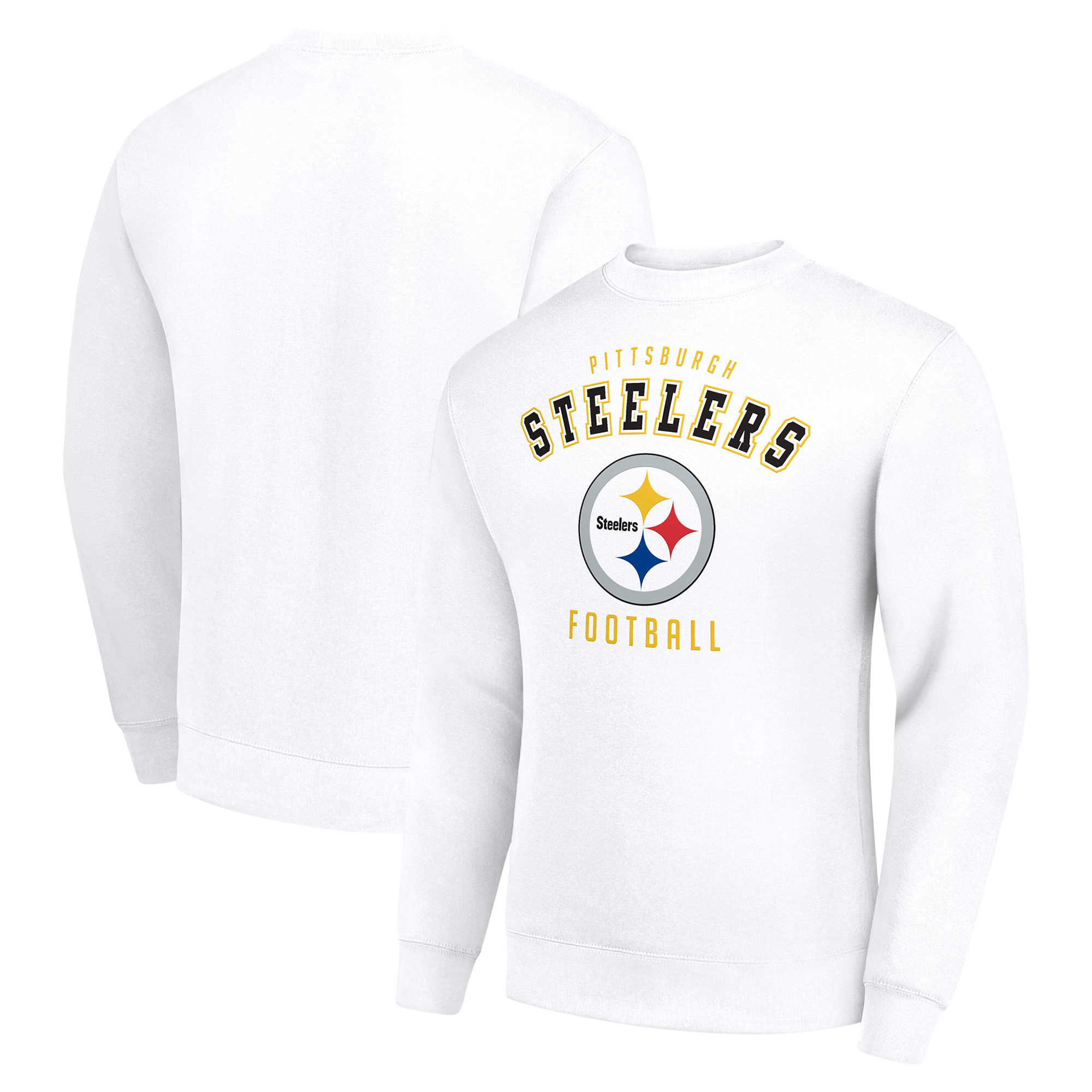Men's Starter White Pittsburgh Steelers Team Logo Pullover Sweatshirt