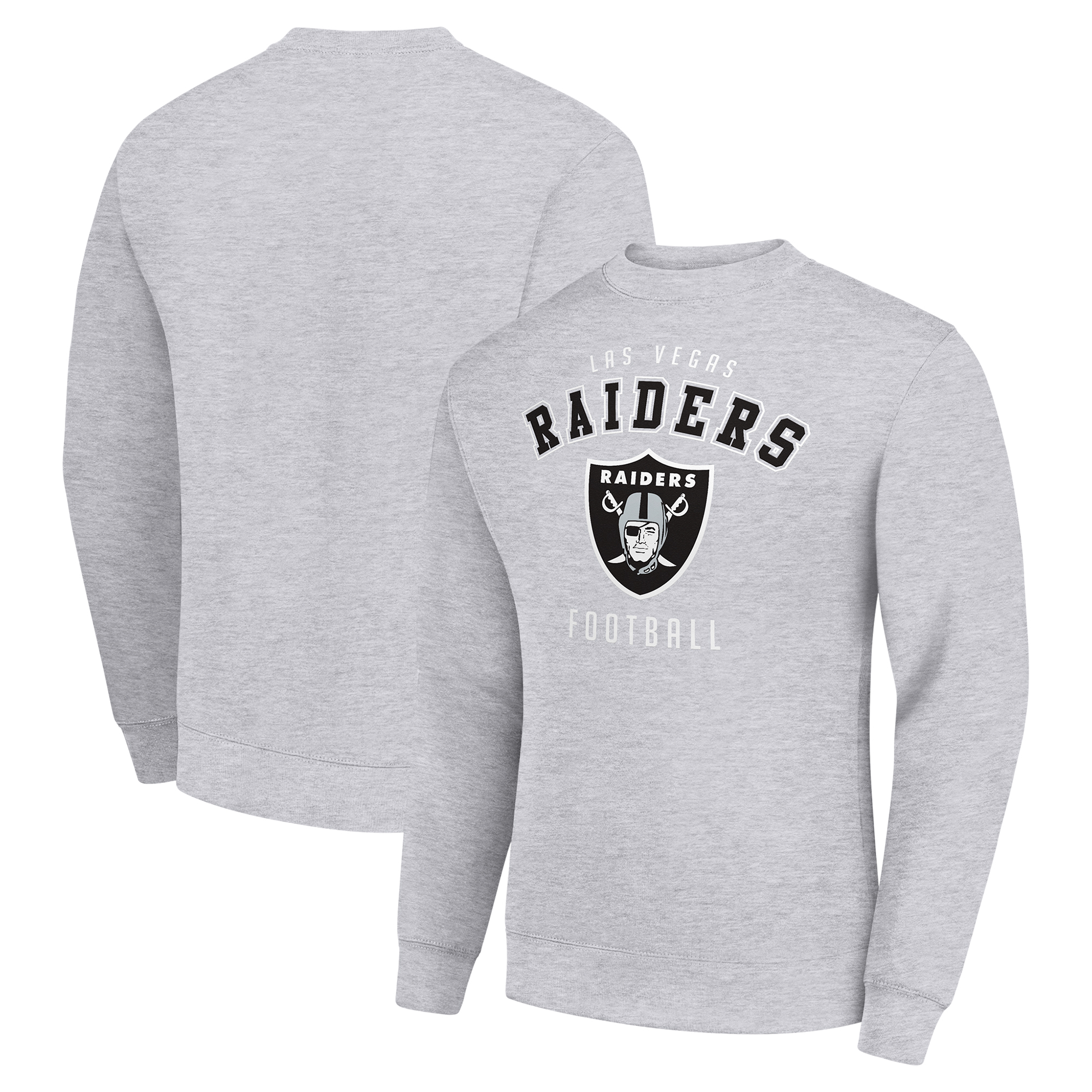 Men's Starter Heather Gray Las Vegas Raiders Team Logo Pullover Sweatshirt