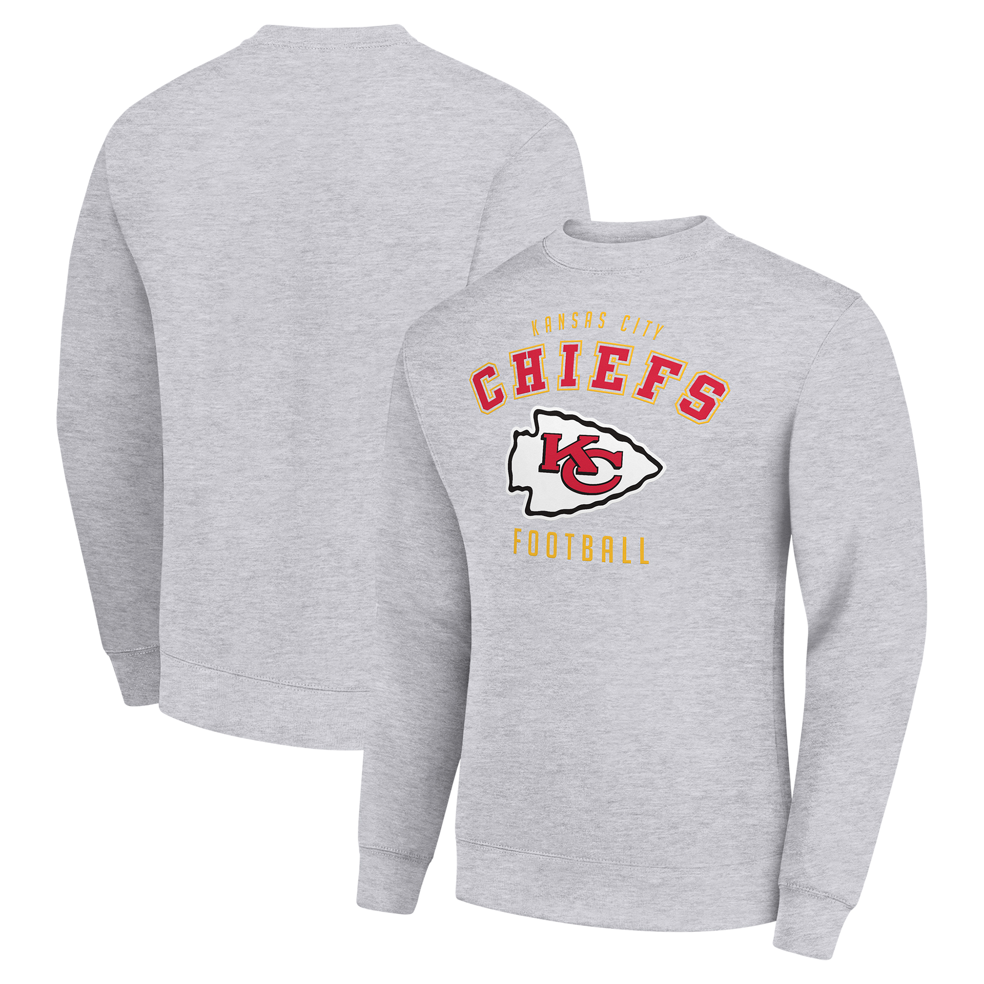 Men's Starter Heather Gray Kansas City Chiefs Team Logo Pullover Sweatshirt
