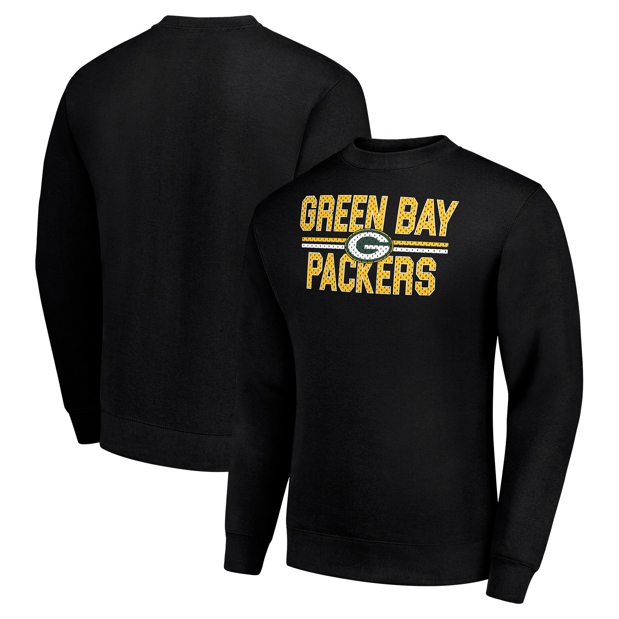 Men's Starter Black Green Bay Packers Team Mesh Print Graphic Pullover Sweatshirt