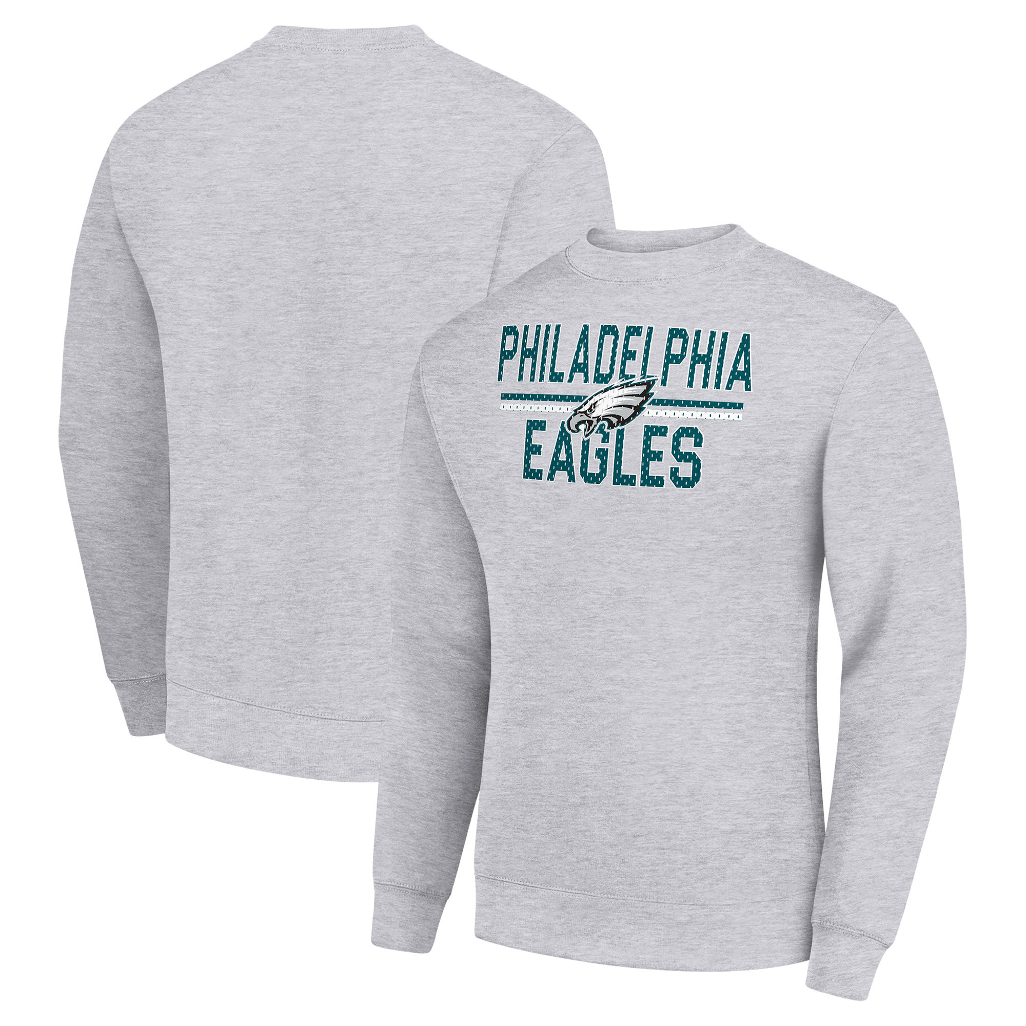 Men's Starter Heather Gray Philadelphia Eagles Team Mesh Print Graphic Pullover Sweatshirt