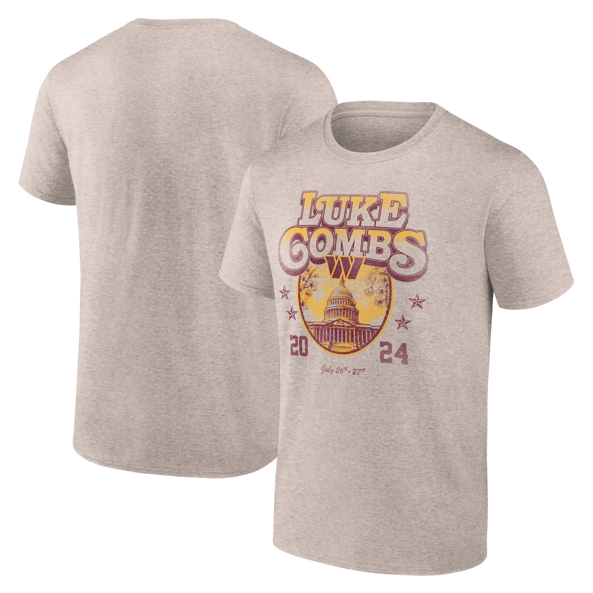 Men's Fanatics  Tan Luke Combs x Washington Commanders Growin' Up and Gettin' Old Tour T-Shirt