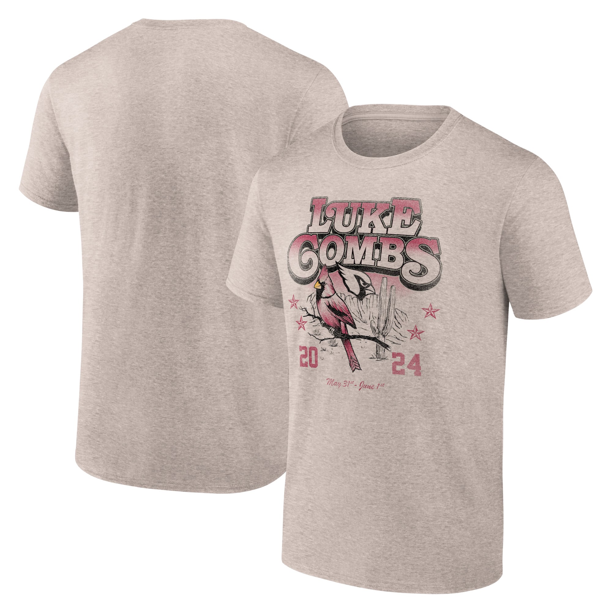 Men's Fanatics  Tan Luke Combs x Arizona Cardinals Growin' Up and Gettin' Old Tour T-Shirt