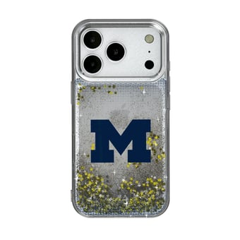 Michigan Wolverines Linen Logo iPhone Glitter Case