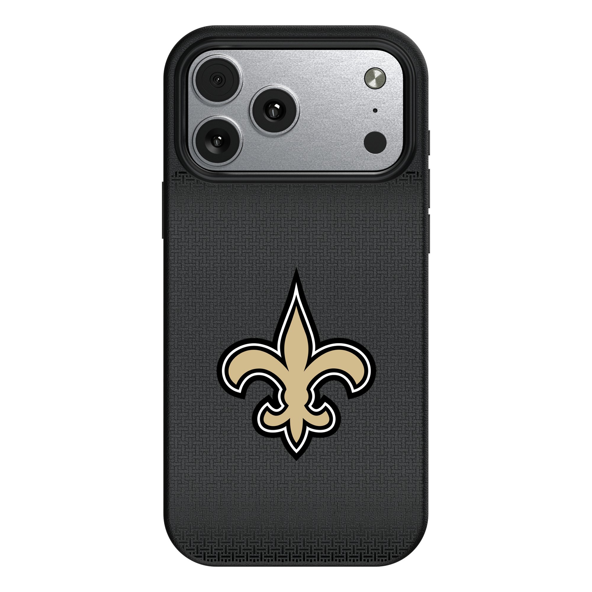 Keyscaper - NFL - New Orleans Saints Linen Logo iPhone Magnetic Bump Case - 15 Pro Max - Black