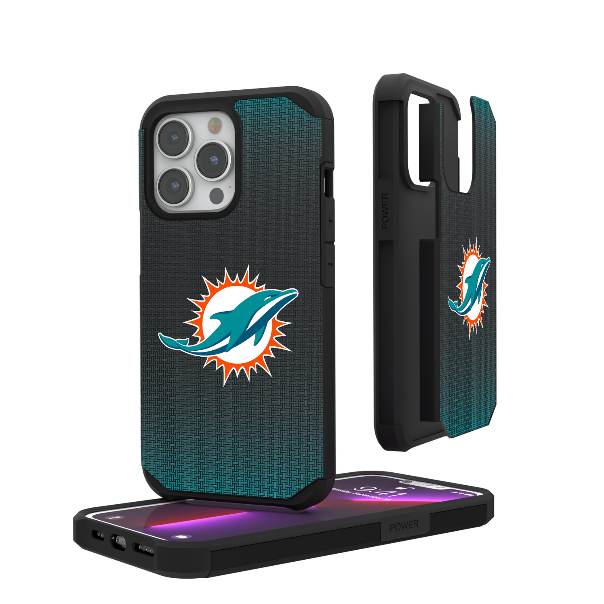 Miami Dolphins Linen Logo iPhone Rugged Case
