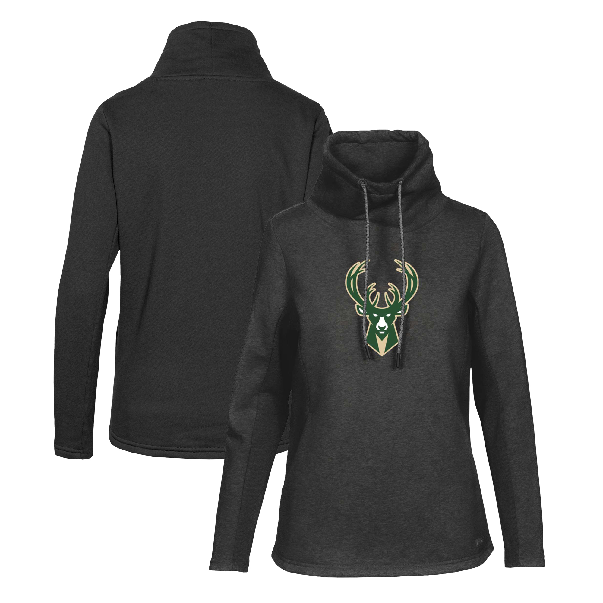 Women's Levelwear Black Milwaukee Bucks Loop Core Funnel Neck Pullover Sweatshirt