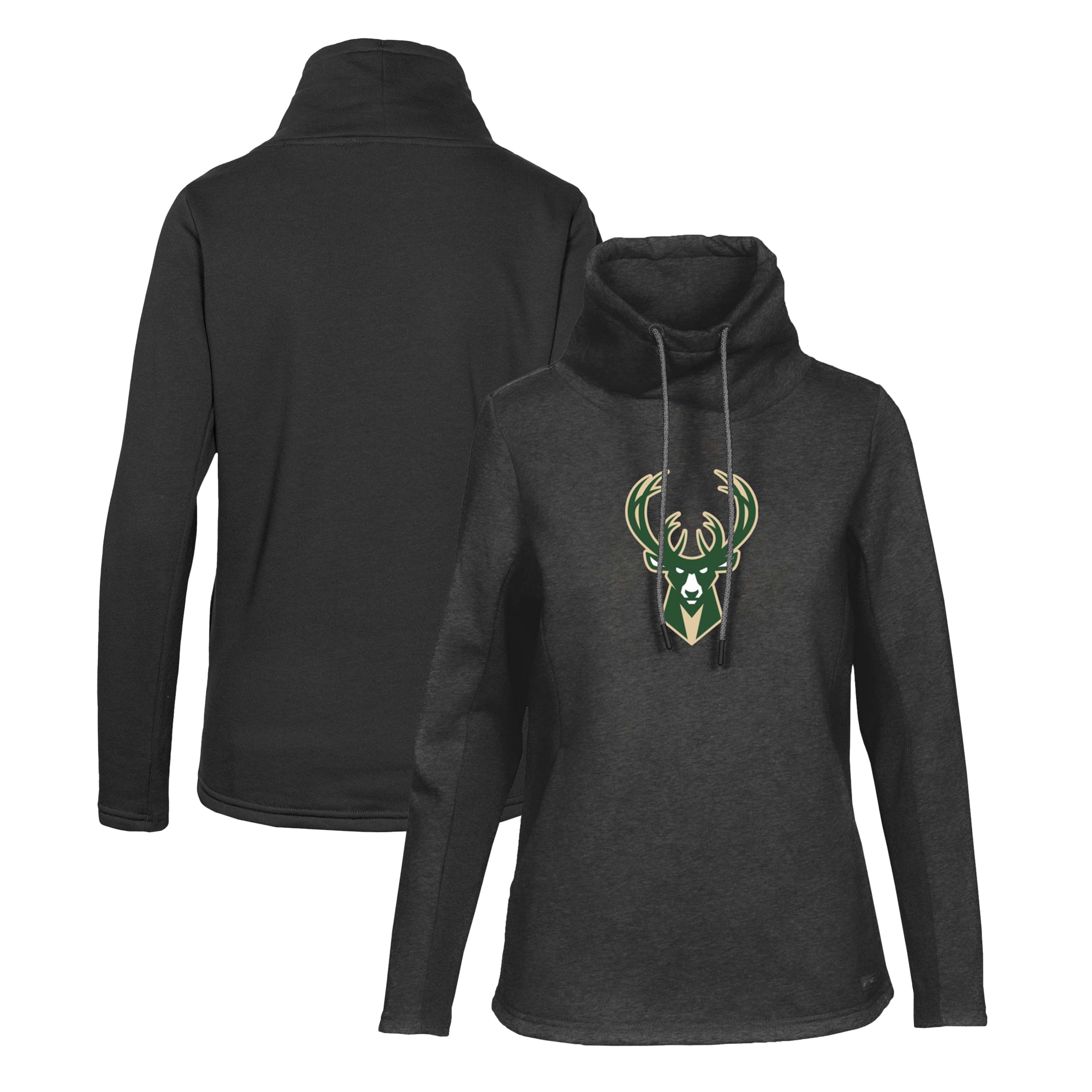 Women's Levelwear Black Milwaukee Bucks Loop Core Funnel Neck Pullover Sweatshirt