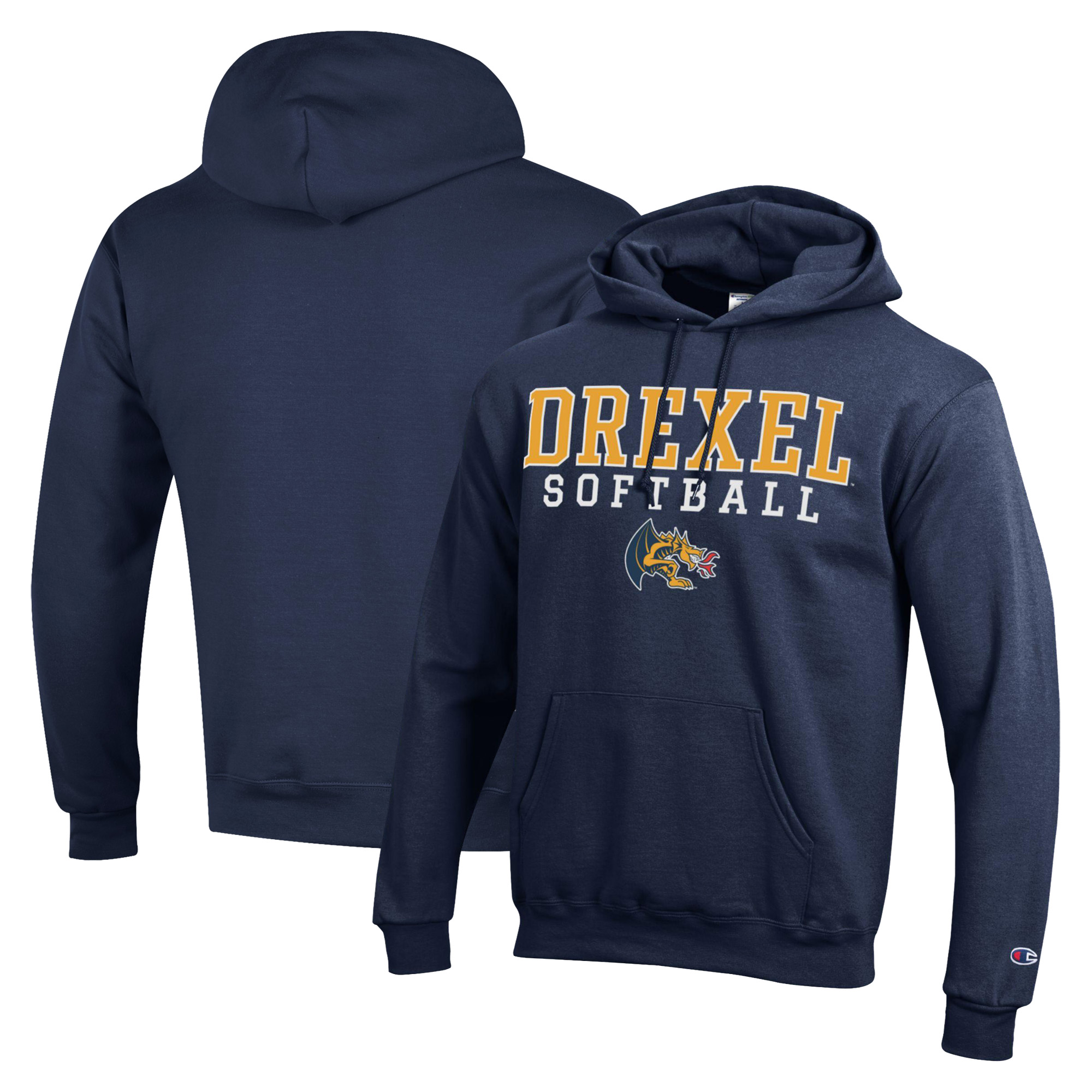 Men’s Champion Navy Drexel Dragons Stack Logo Softball Powerblend Pullover Hoodie Men’s Champion Navy Drexel Dragons Stack Logo Softball Powerblend Pullover Hoodie