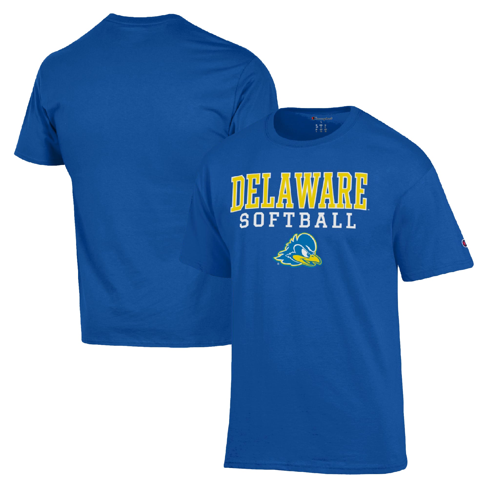 Men's Champion  Royal Delaware Fightin' Blue Hens Stack Logo Softball Powerblend T-Shirt