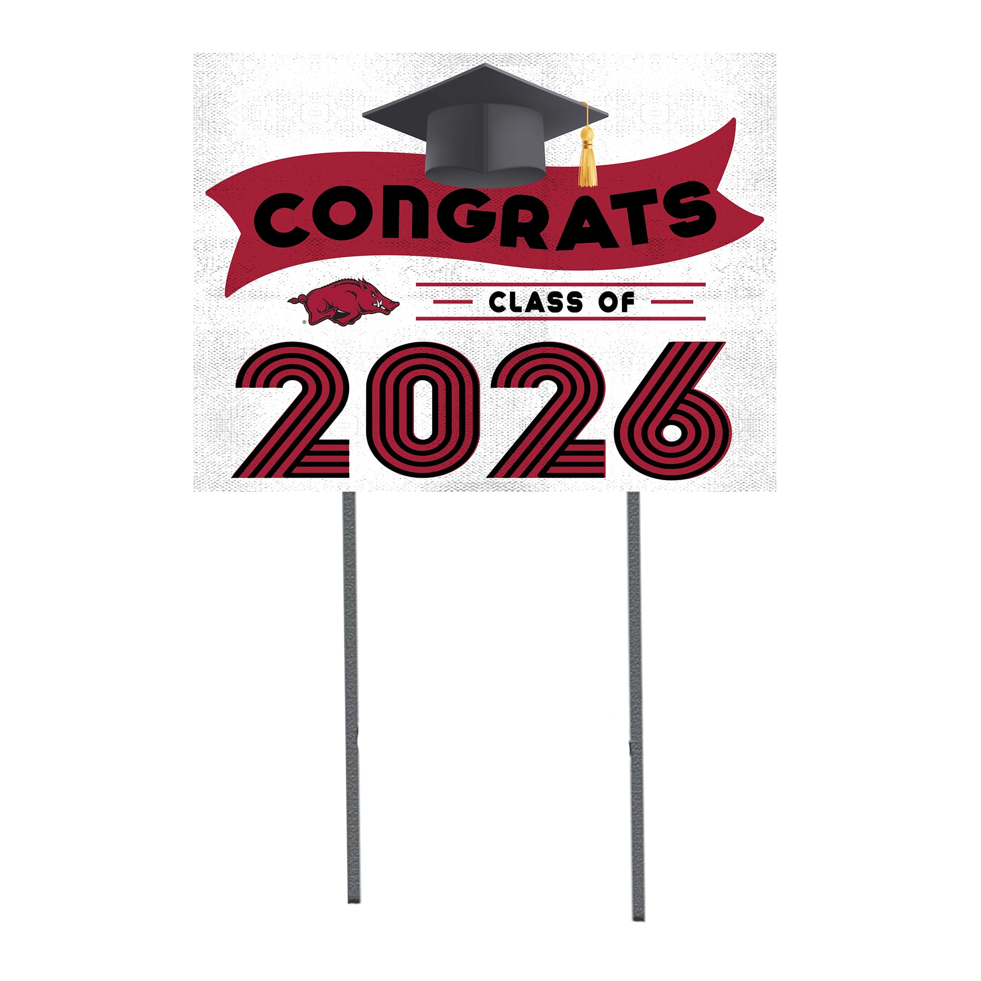 Arkansas Razorbacks 18" x 24" 2026 Grad Yard Sign with Stakes