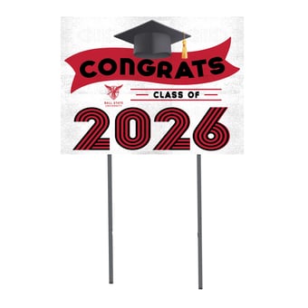 Ball State Cardinals 18" x 24" 2026 Grad Yard Sign with Stakes