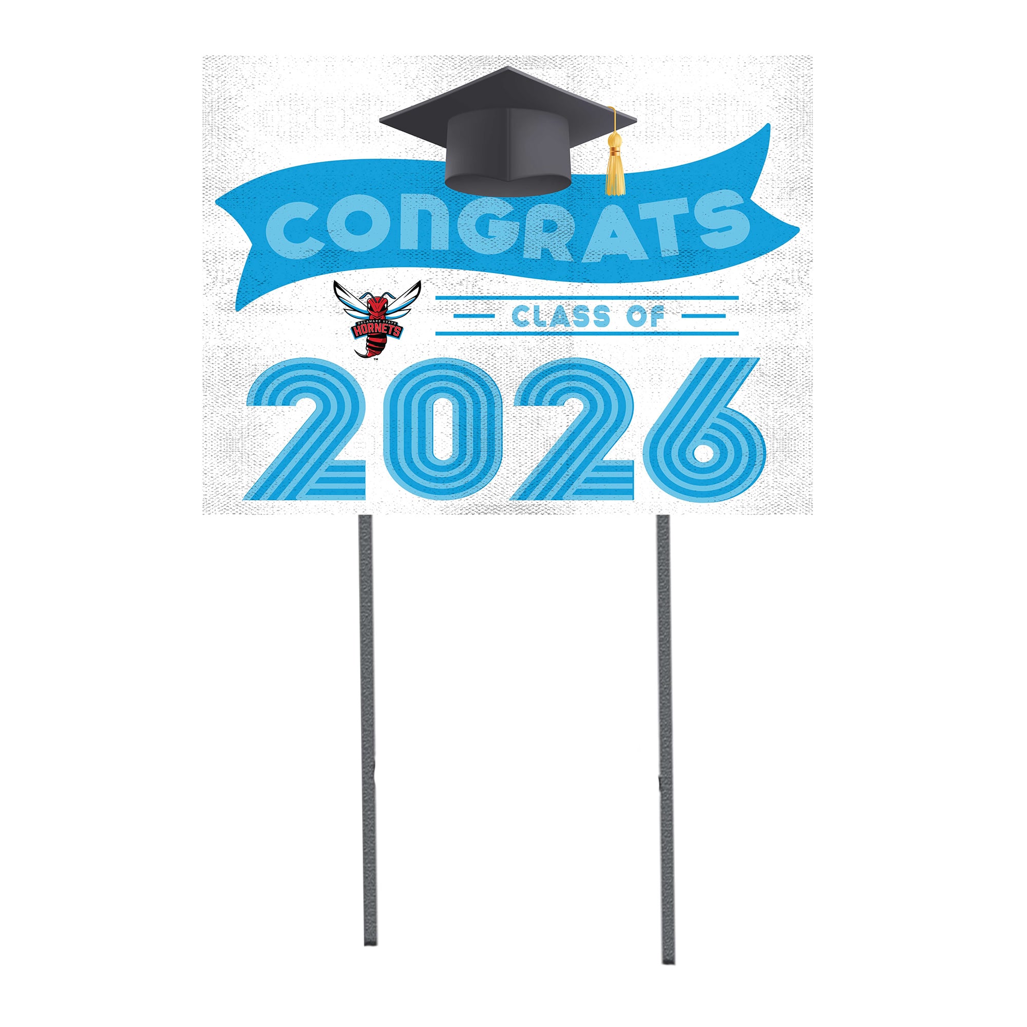 Delaware State Hornets 18" x 24" 2026 Grad Yard Sign with Stakes