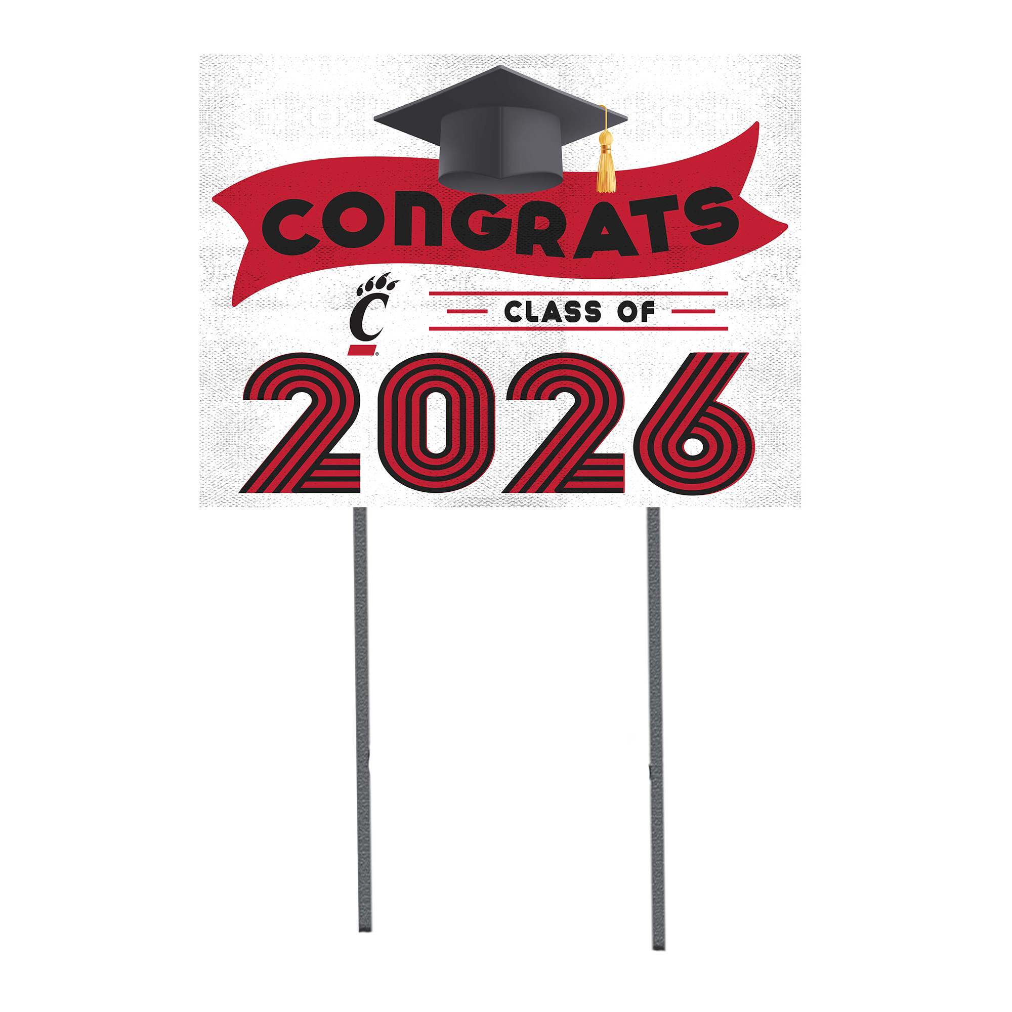 Cincinnati Bearcats 18" x 24" 2026 Grad Yard Sign with Stakes