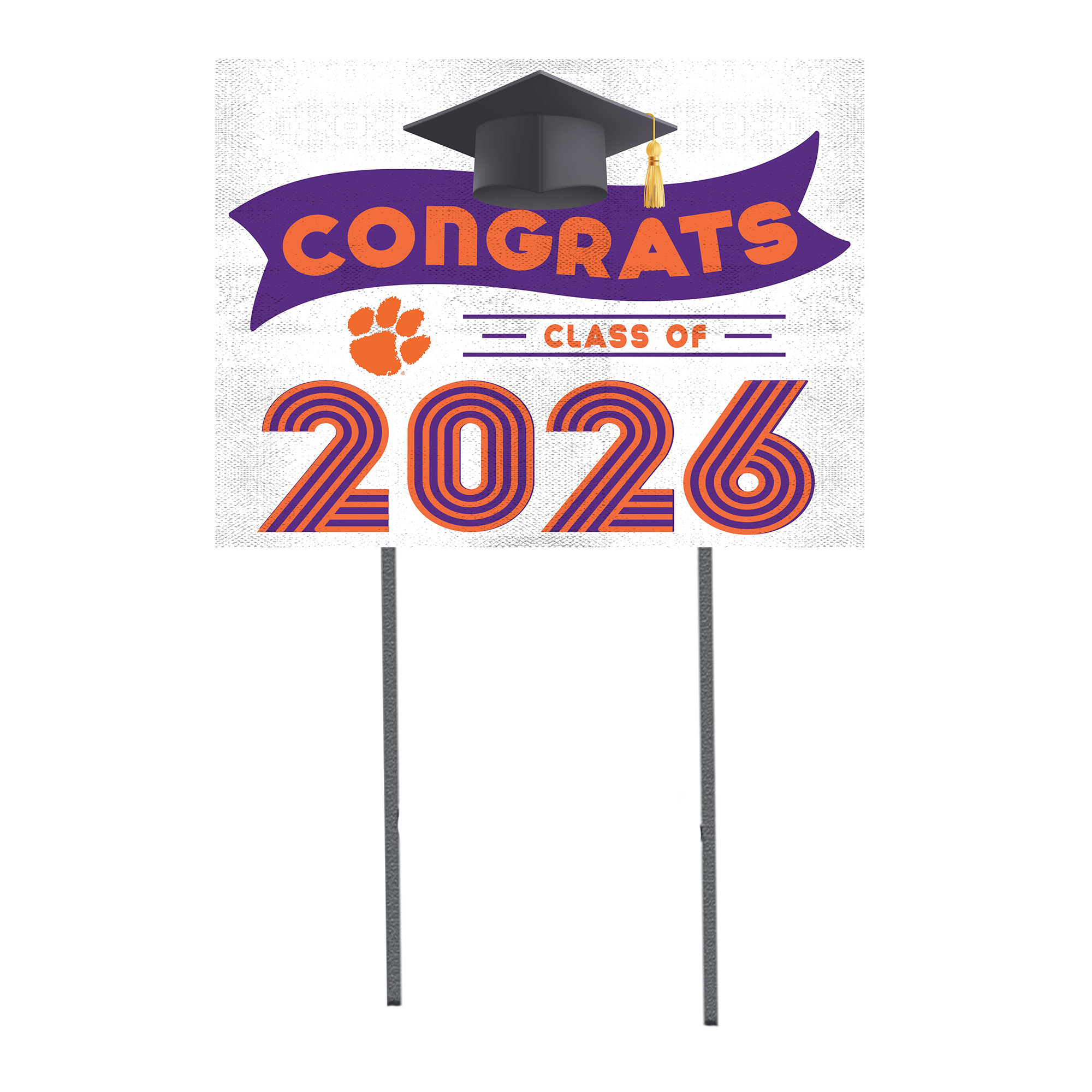 Clemson Tigers 18" x 24" 2026 Grad Yard Sign with Stakes