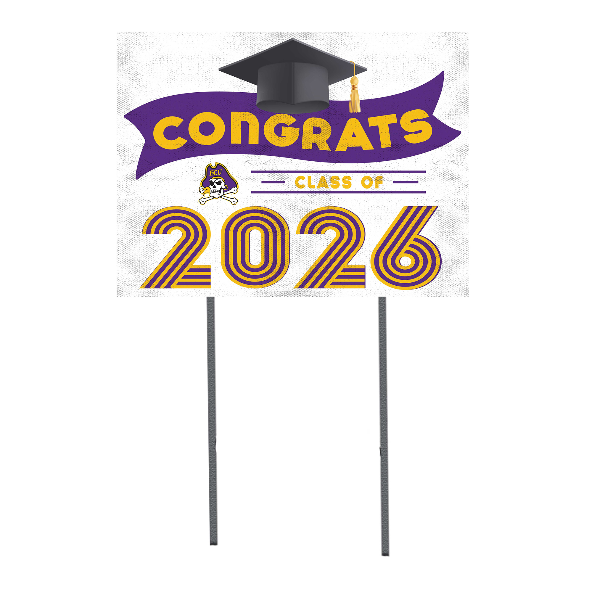 ECU Pirates 18" x 24" 2026 Grad Yard Sign with Stakes