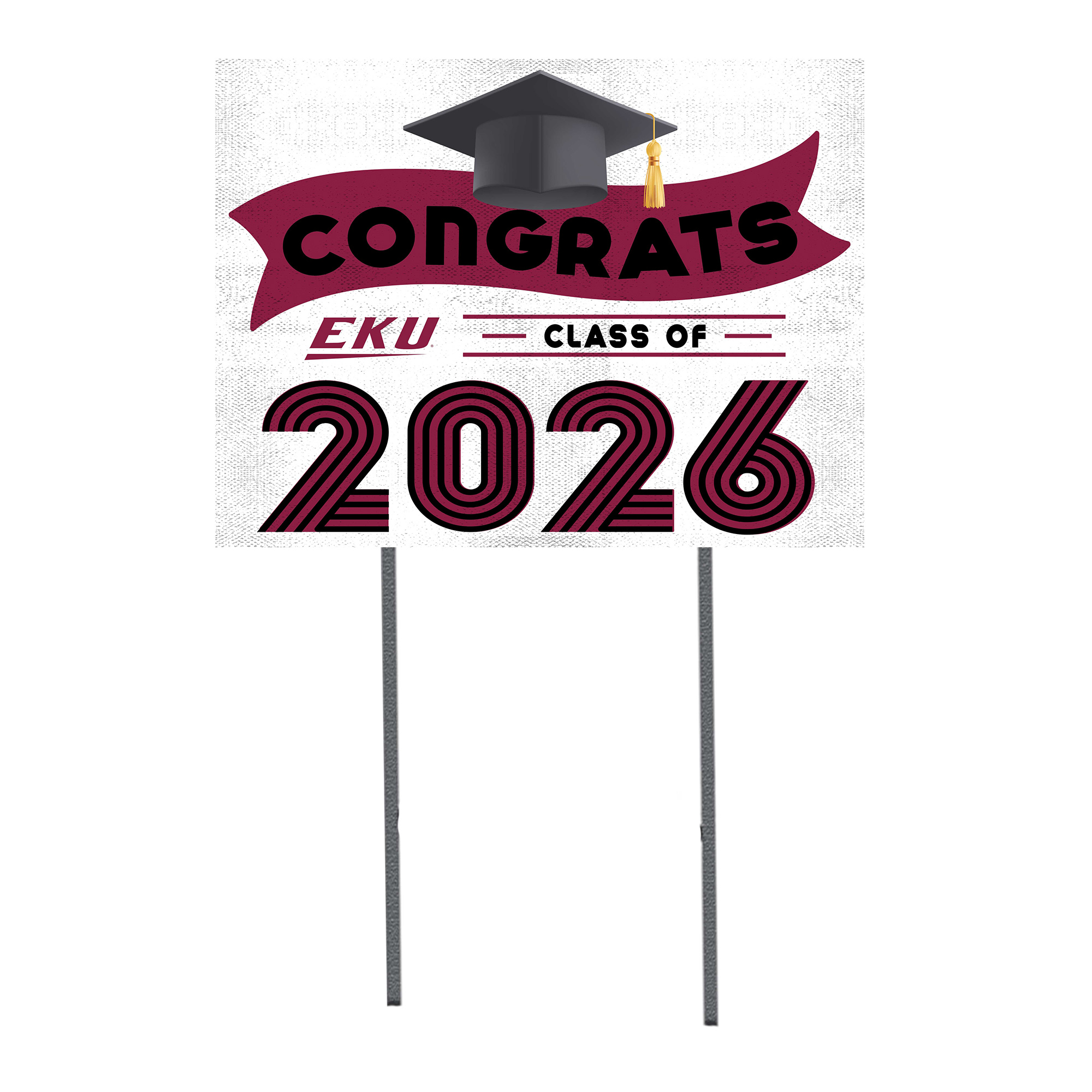 Eastern Kentucky Colonels 18" x 24" 2026 Grad Yard Sign with Stakes
