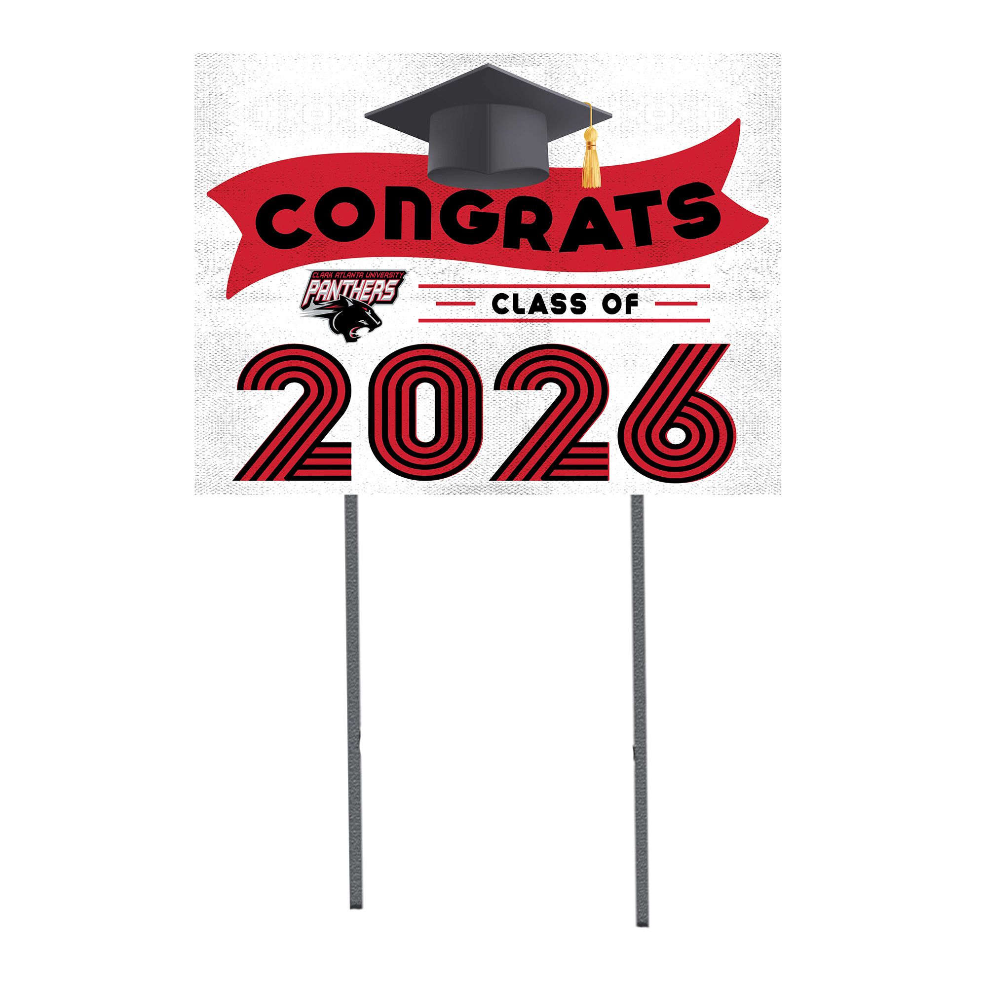 Clark Atlanta University Panthers 18" x 24" 2026 Grad Yard Sign with Stakes