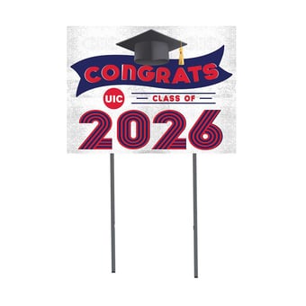 UIC Flames 18" x 24" 2026 Grad Yard Sign with Stakes