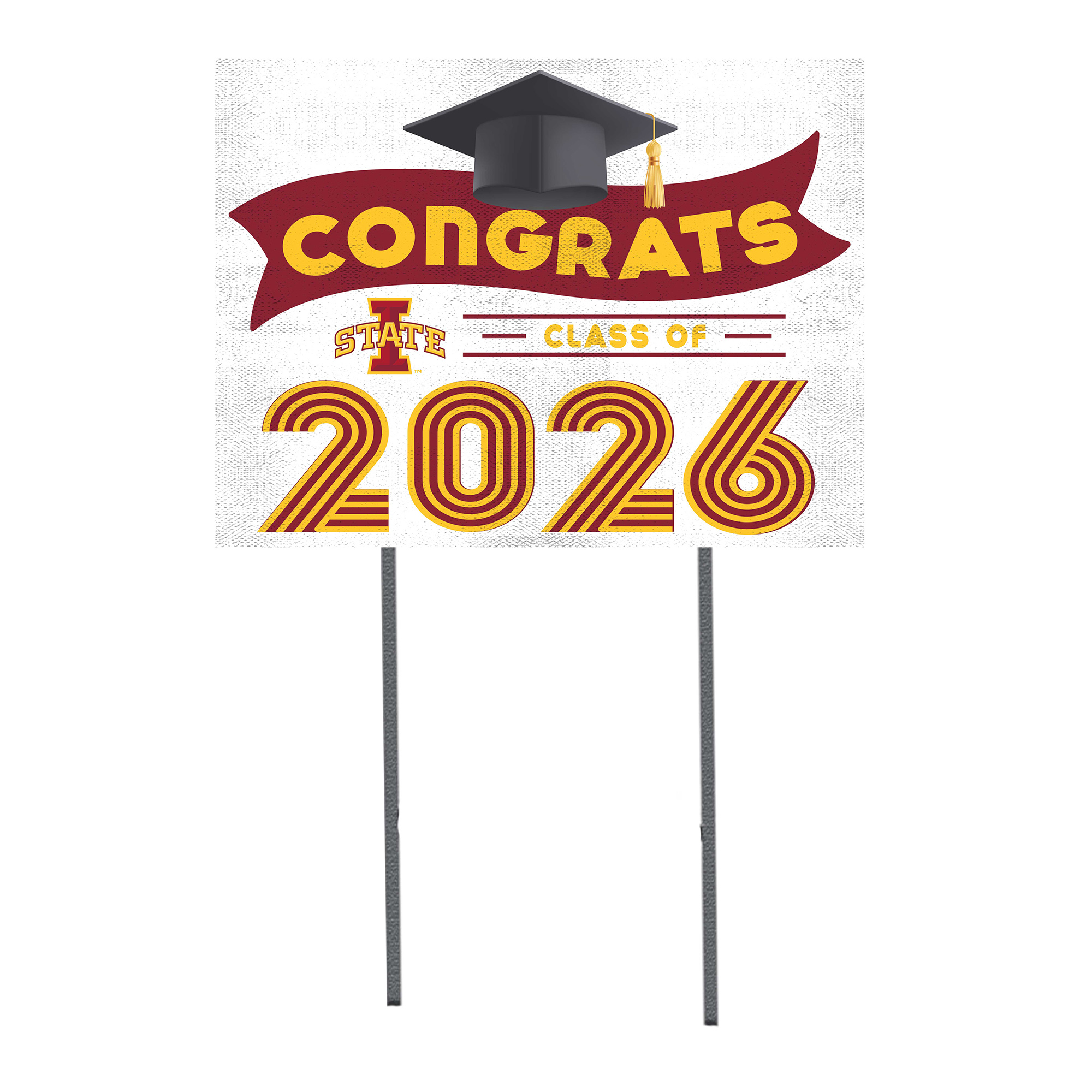 Iowa State Cyclones 18" x 24" 2026 Grad Yard Sign with Stakes