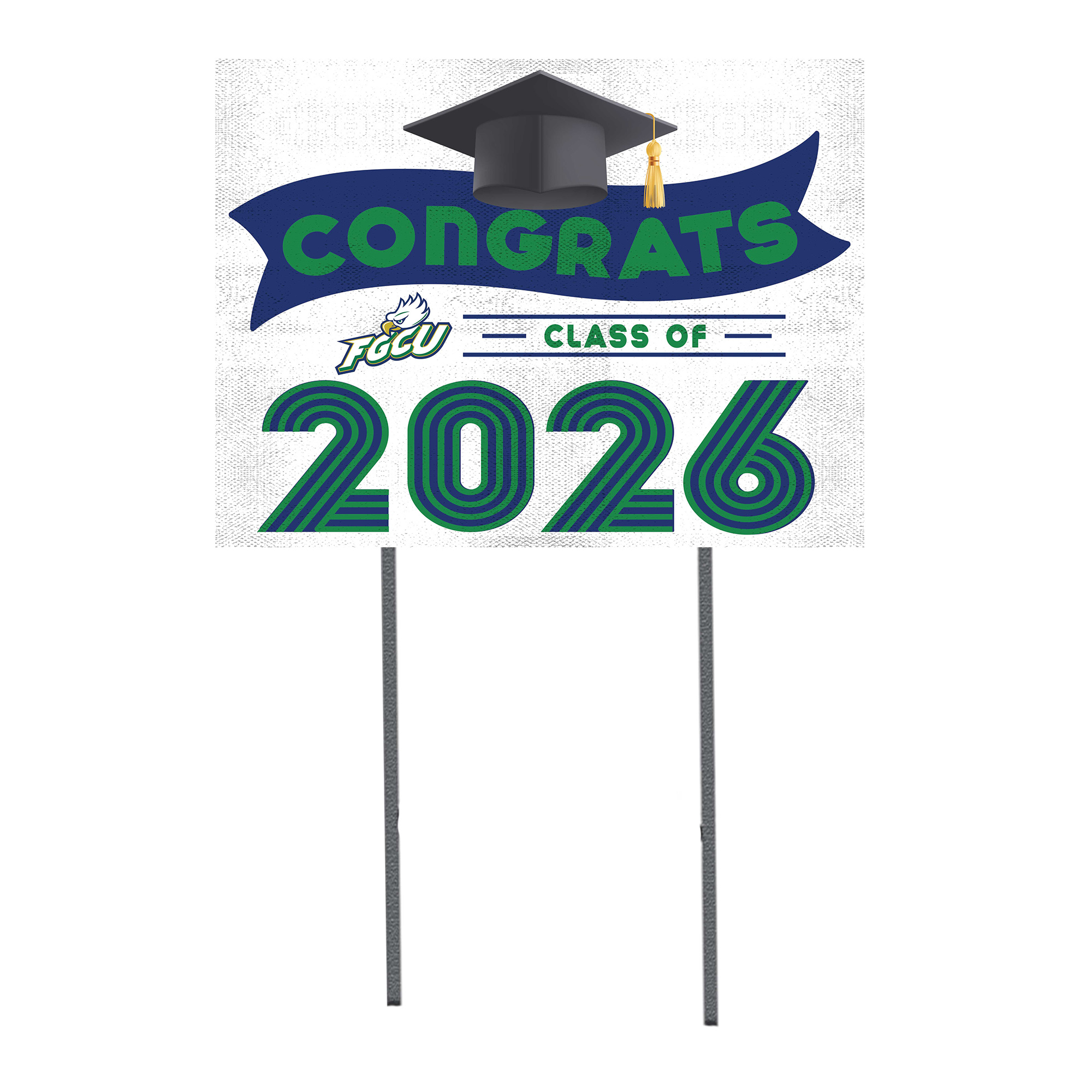 Florida Gulf Coast Eagles 18″ x 24″ 2026 Grad Yard Sign with Stakes Florida Gulf Coast Eagles 18″ x 24″ 2026 Grad Yard Sign with Stakes