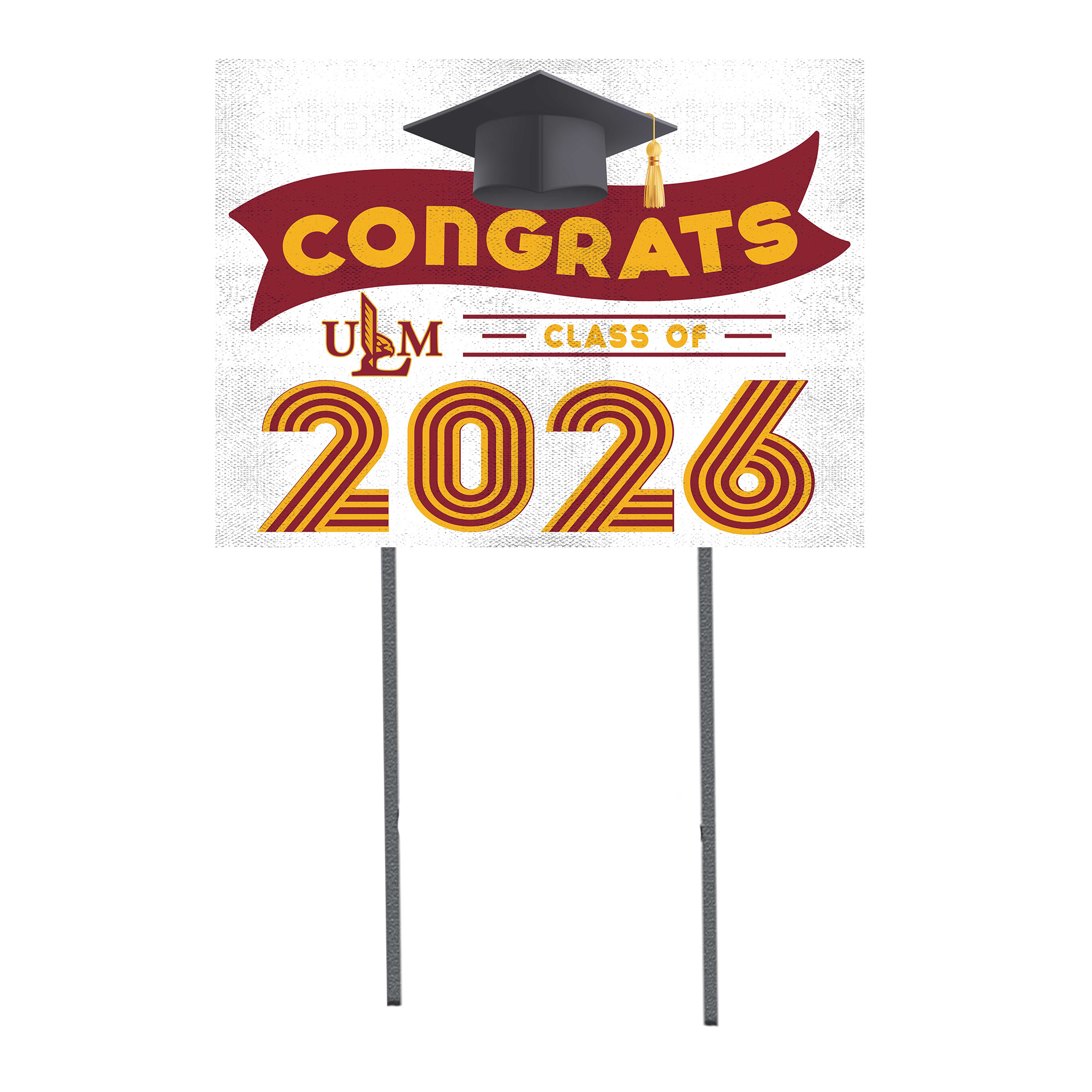 ULM Warhawks 18" x 24" 2026 Grad Yard Sign with Stakes