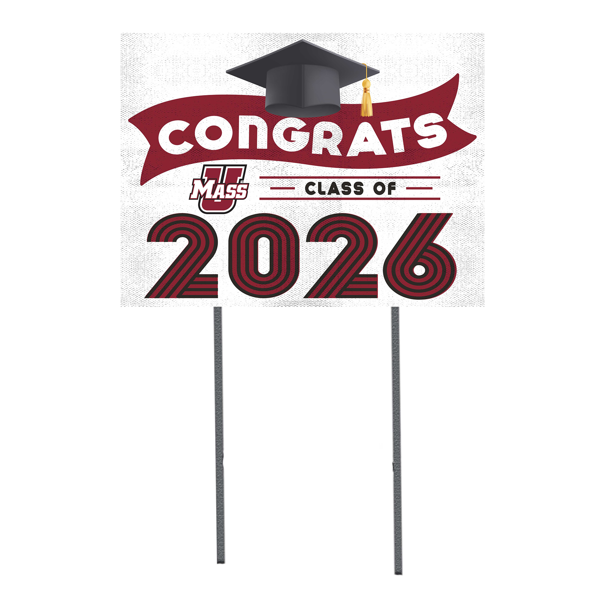 UMass Minutemen 18" x 24" 2026 Grad Yard Sign with Stakes