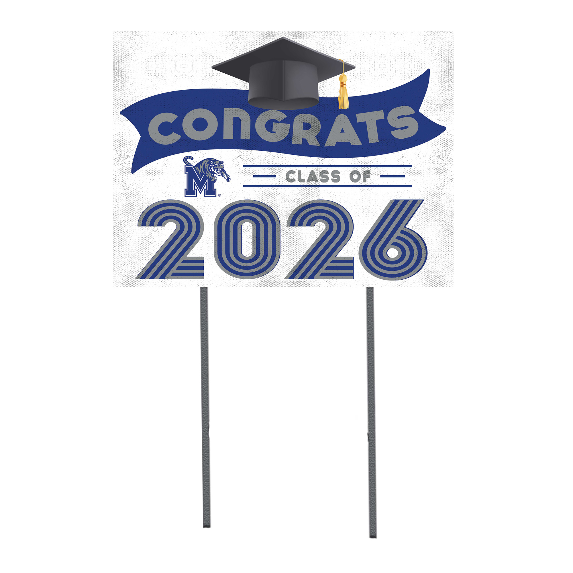 Memphis Tigers 18" x 24" 2026 Grad Yard Sign with Stakes