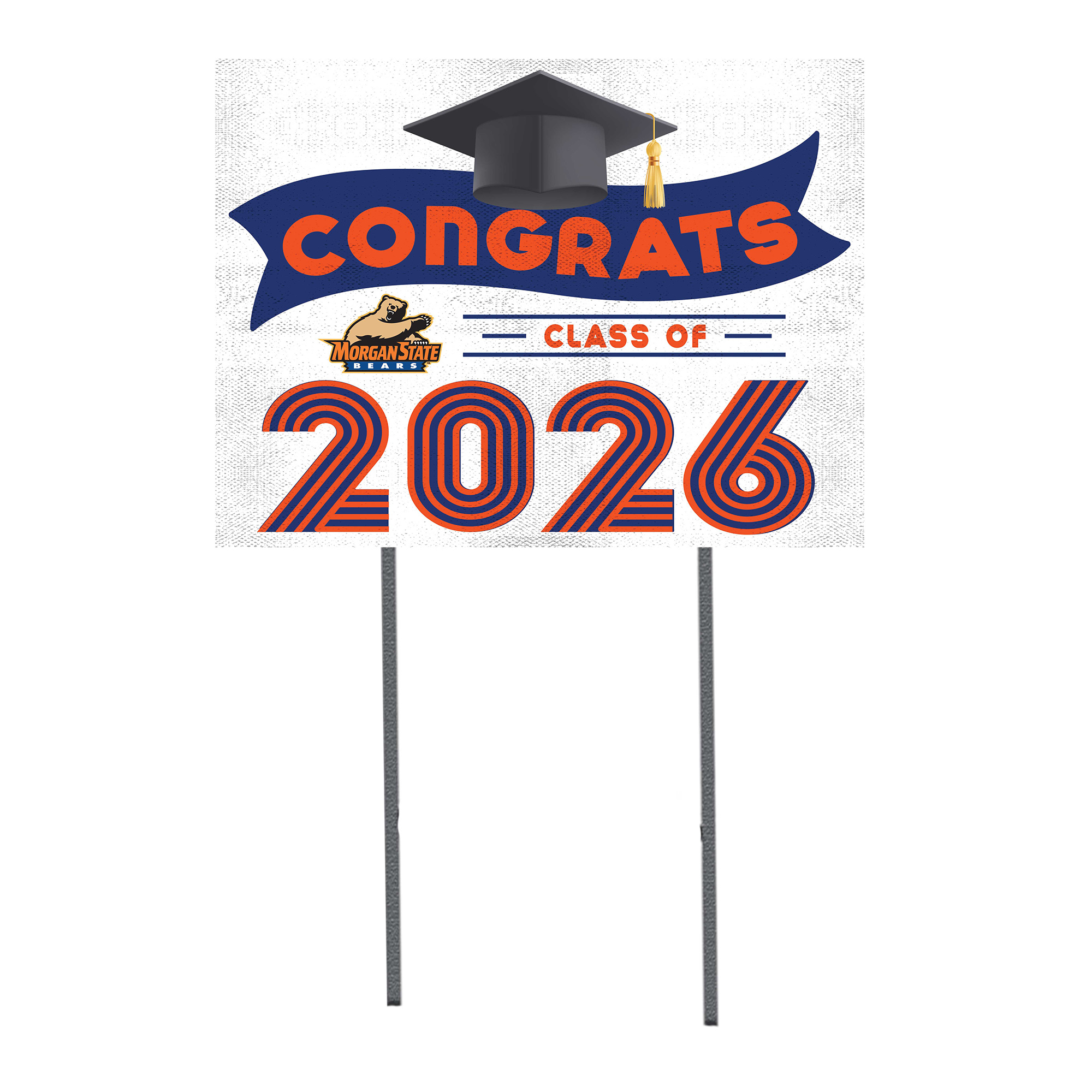 Morgan State Bears 18" x 24" 2026 Grad Yard Sign with Stakes