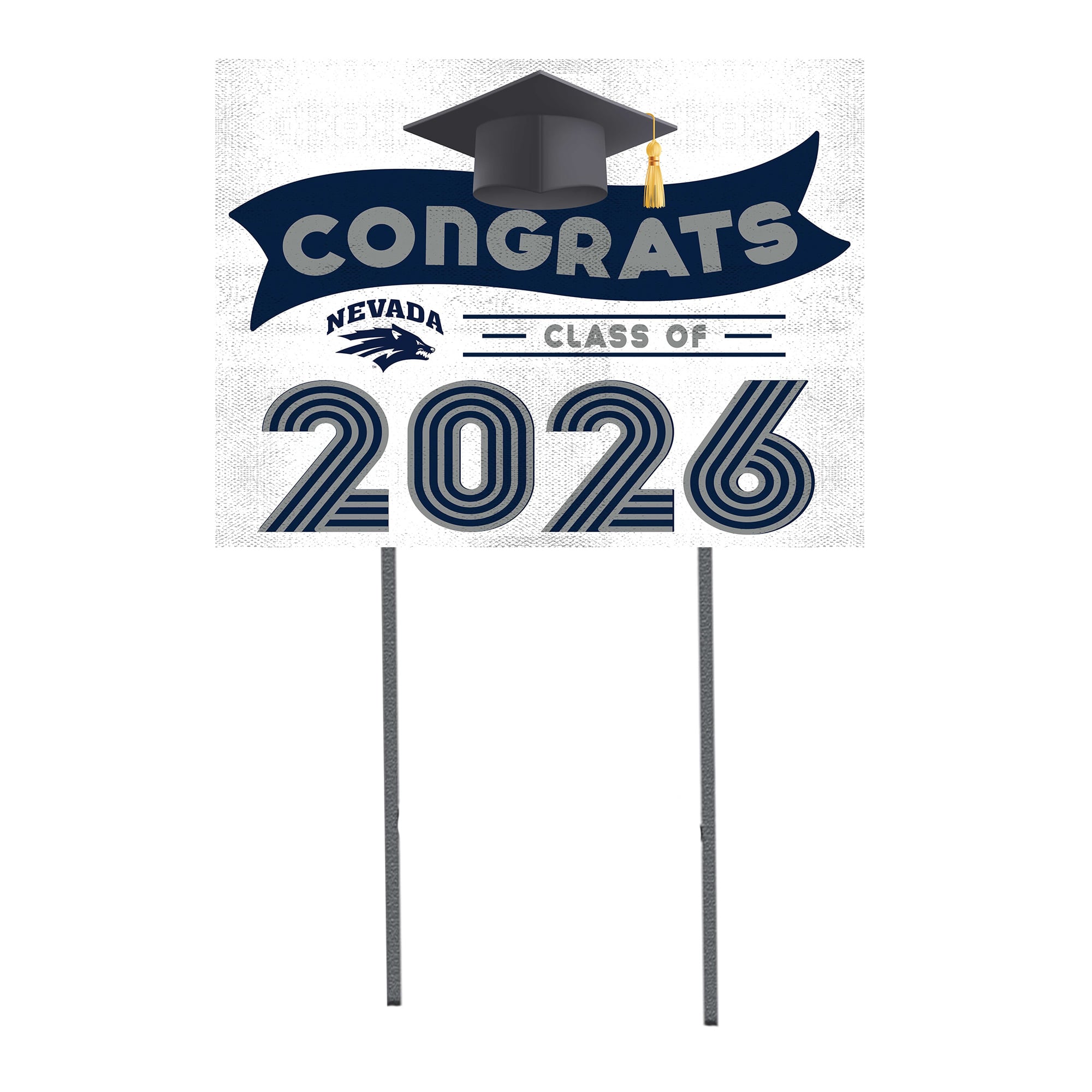 Nevada Wolf Pack 18" x 24" 2026 Grad Yard Sign with Stakes