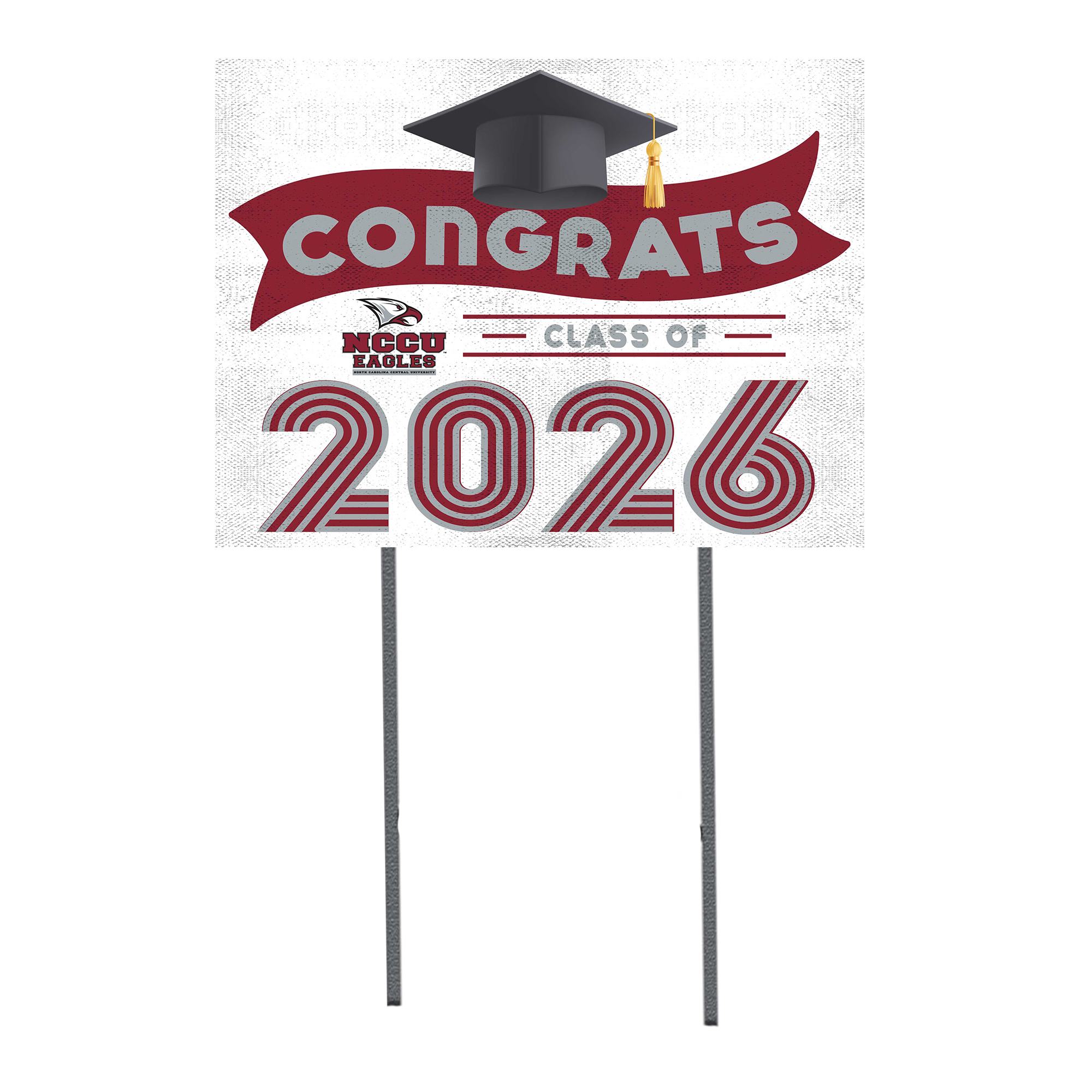 North Carolina Central Eagles 18" x 24" 2026 Grad Yard Sign with Stakes
