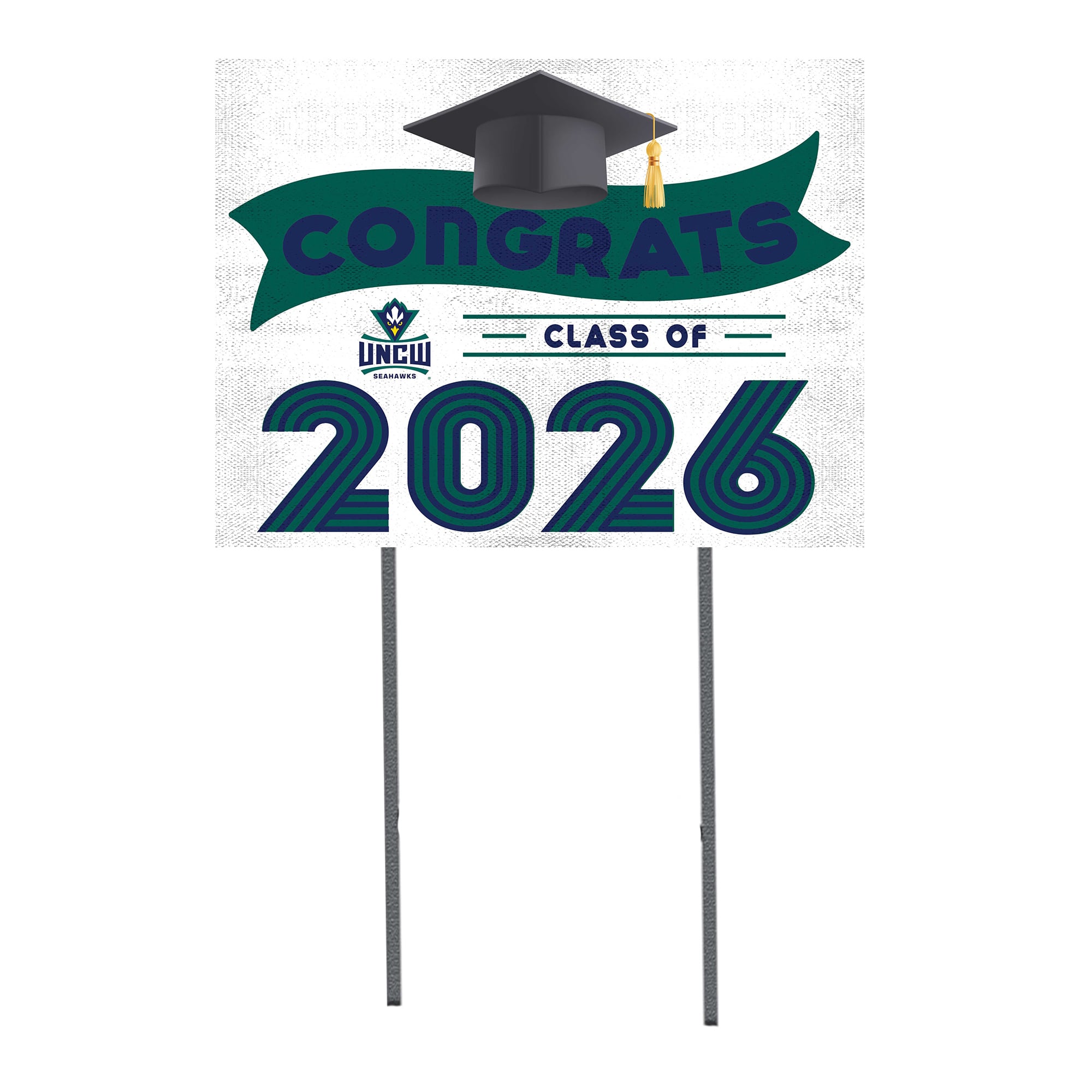 UNC Wilmington Seahawks 18" x 24" 2026 Grad Yard Sign with Stakes