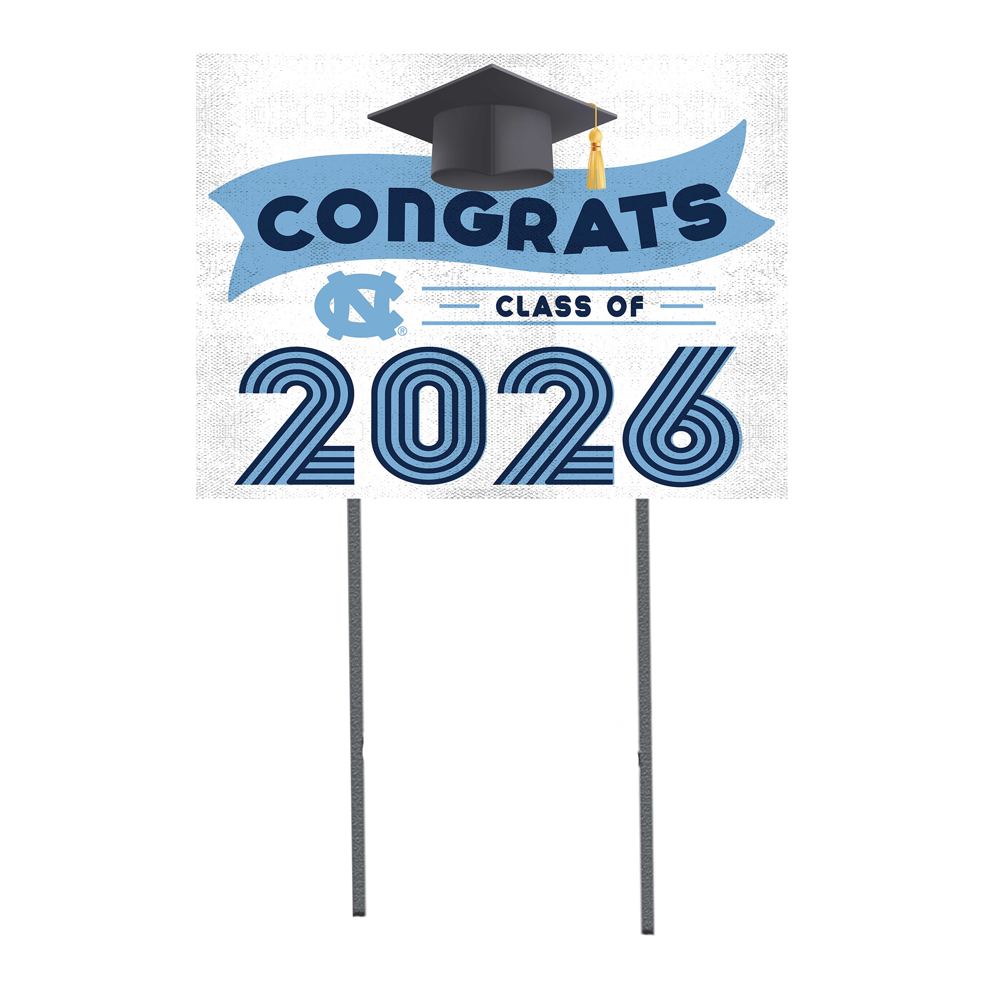 North Carolina Tar Heels 18" x 24" 2026 Grad Yard Sign with Stakes