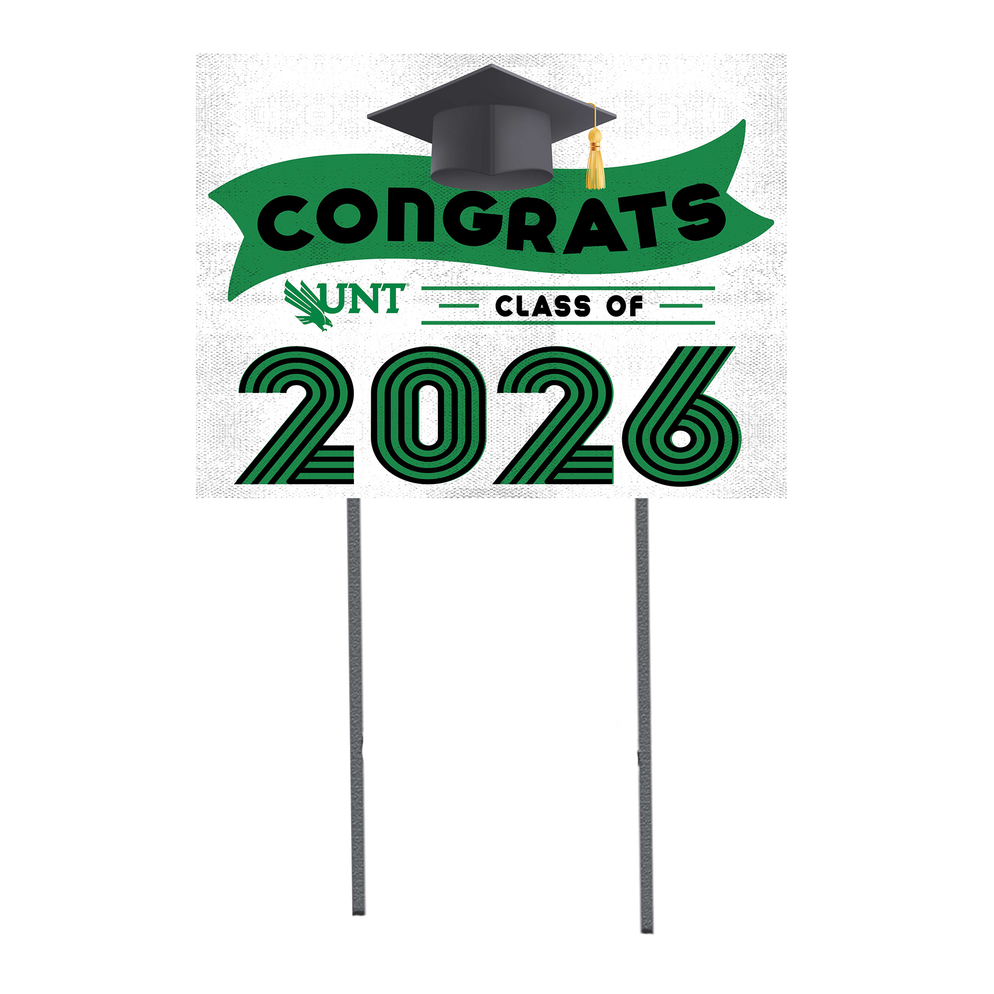 North Texas Mean Green 18" x 24" 2026 Grad Yard Sign with Stakes