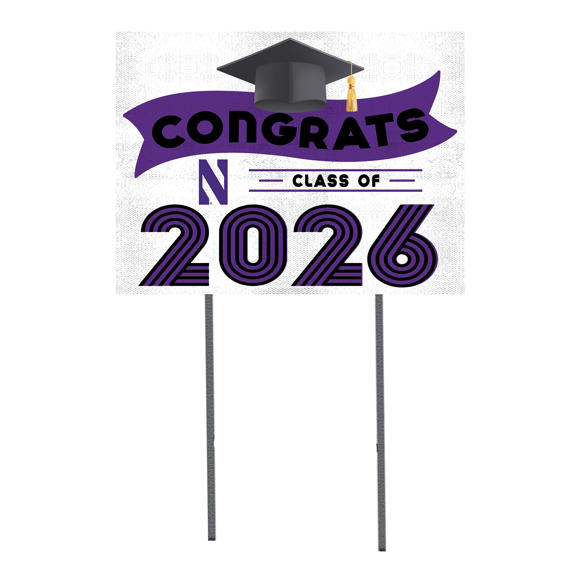 Northwestern Wildcats 18" x 24" 2026 Grad Yard Sign with Stakes