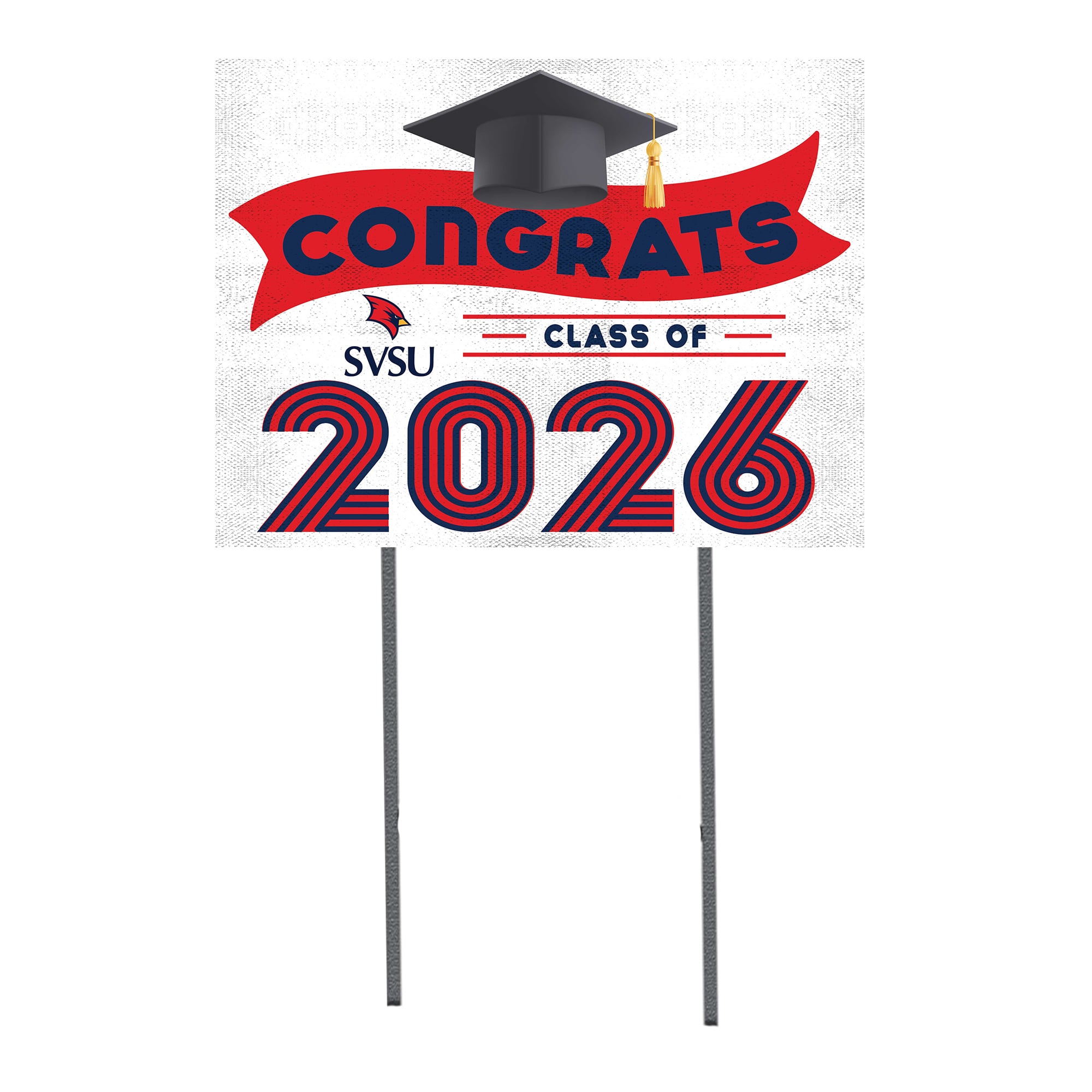 Saginaw Valley State Cardinals 18" x 24" 2026 Grad Yard Sign with Stakes