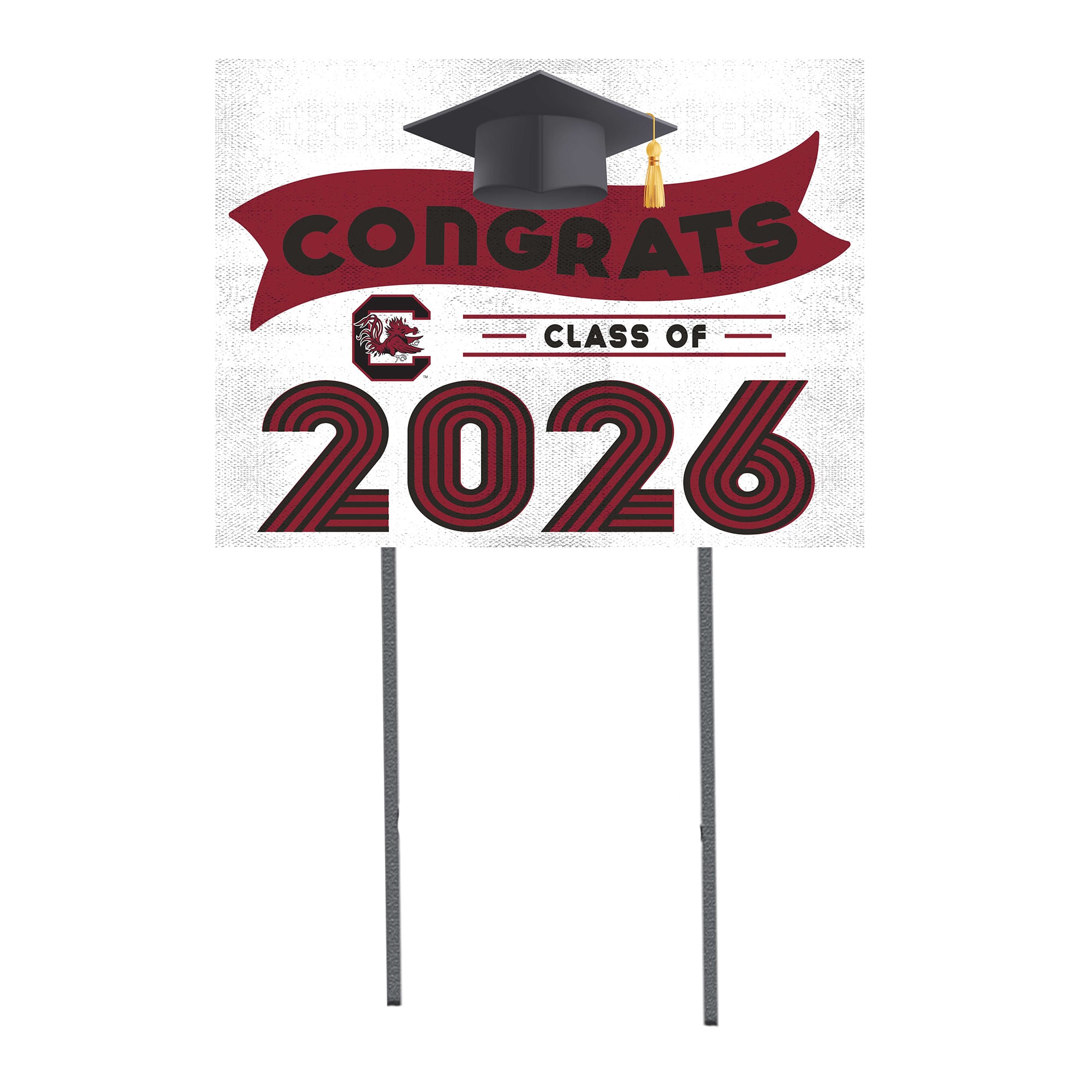 South Carolina Gamecocks 18" x 24" 2026 Grad Yard Sign with Stakes