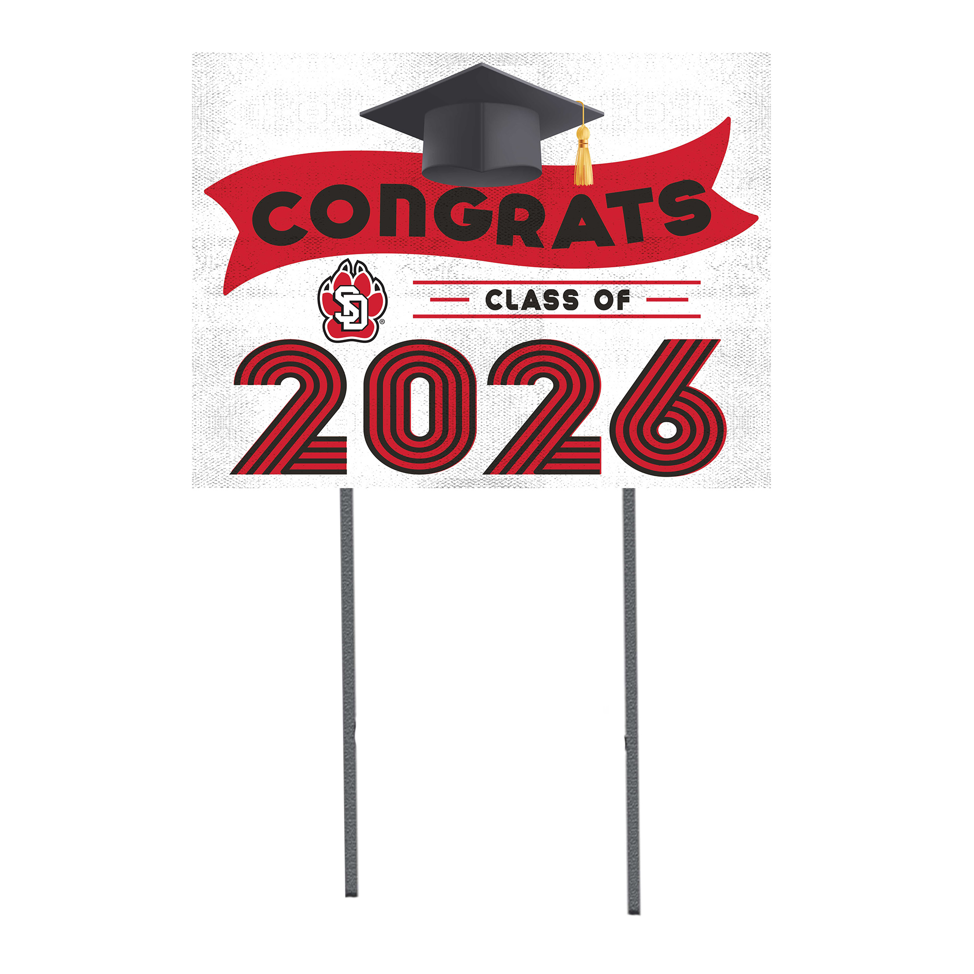 South Dakota Coyotes 18" x 24" 2026 Grad Yard Sign with Stakes