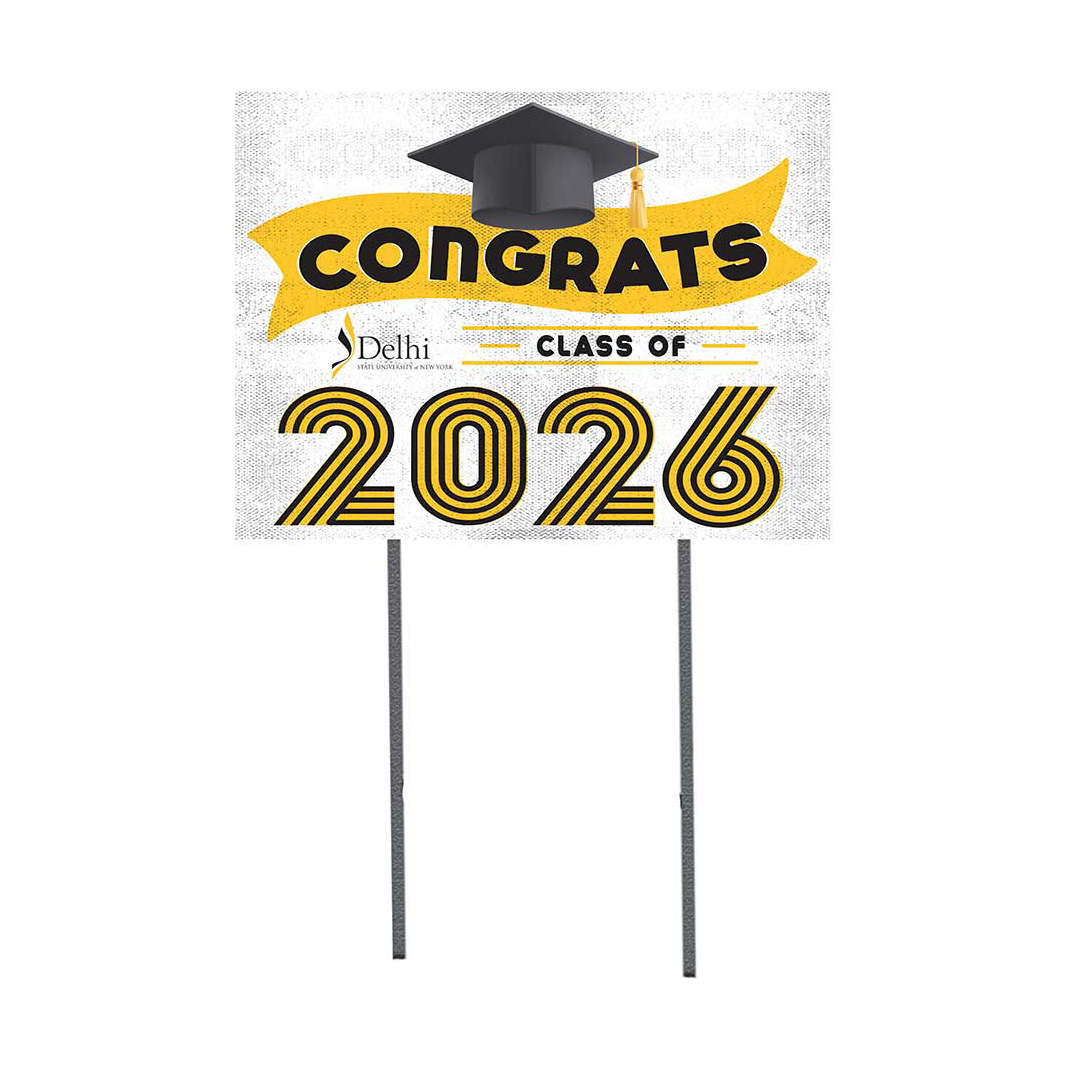 SUNY Delhi Broncos 18" x 24" 2026 Grad Yard Sign with Stakes